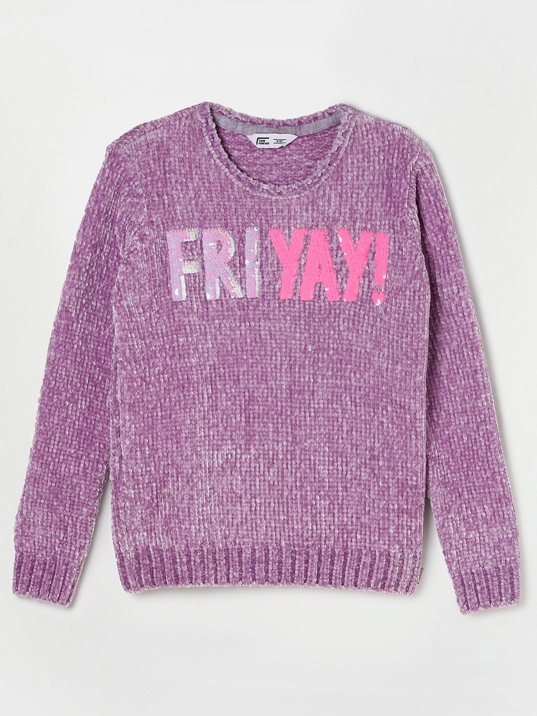 

Fame Forever by Lifestyle Girls Purple & Pink Typography Pullover with Embellished Detail