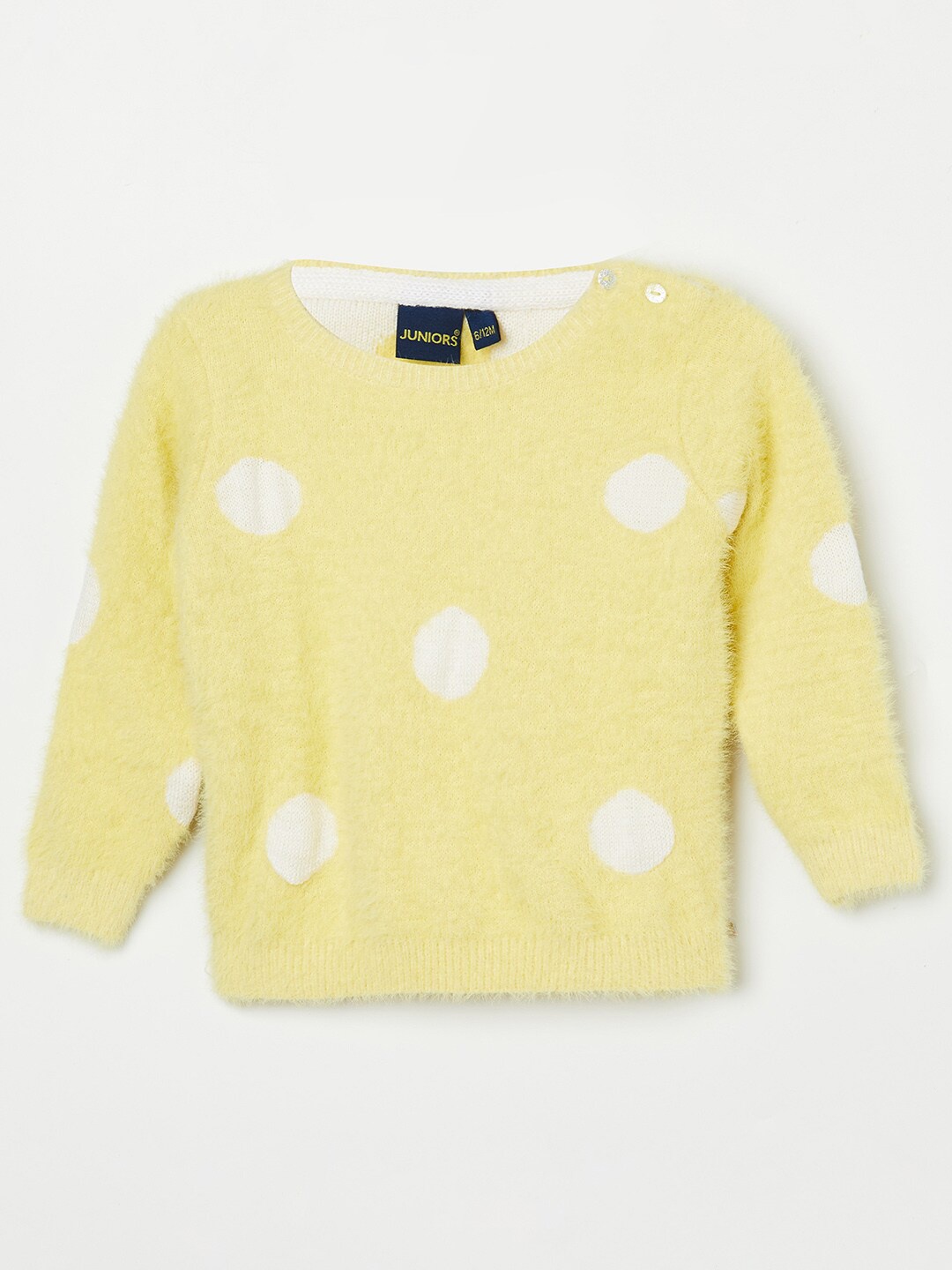 

Juniors by Lifestyle Girls Yellow & White Printed Pullover with Fuzzy Detail