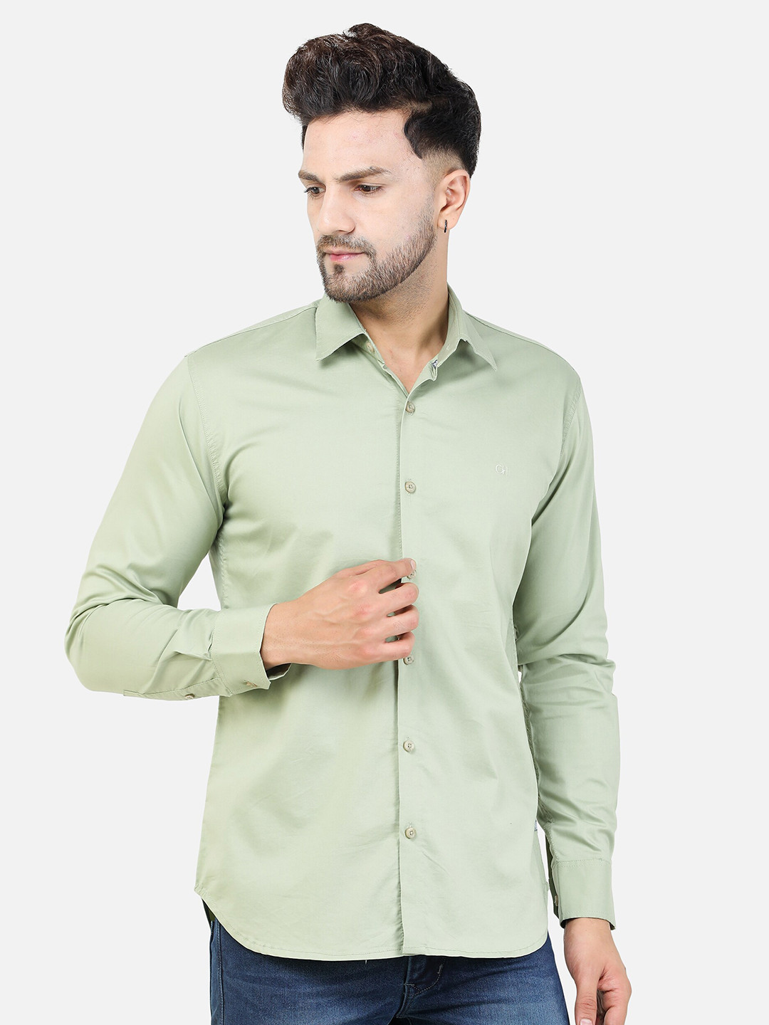 

COLVYNHARRIS JEANS Men Beige Slim Fit Cotton Casual Shirt