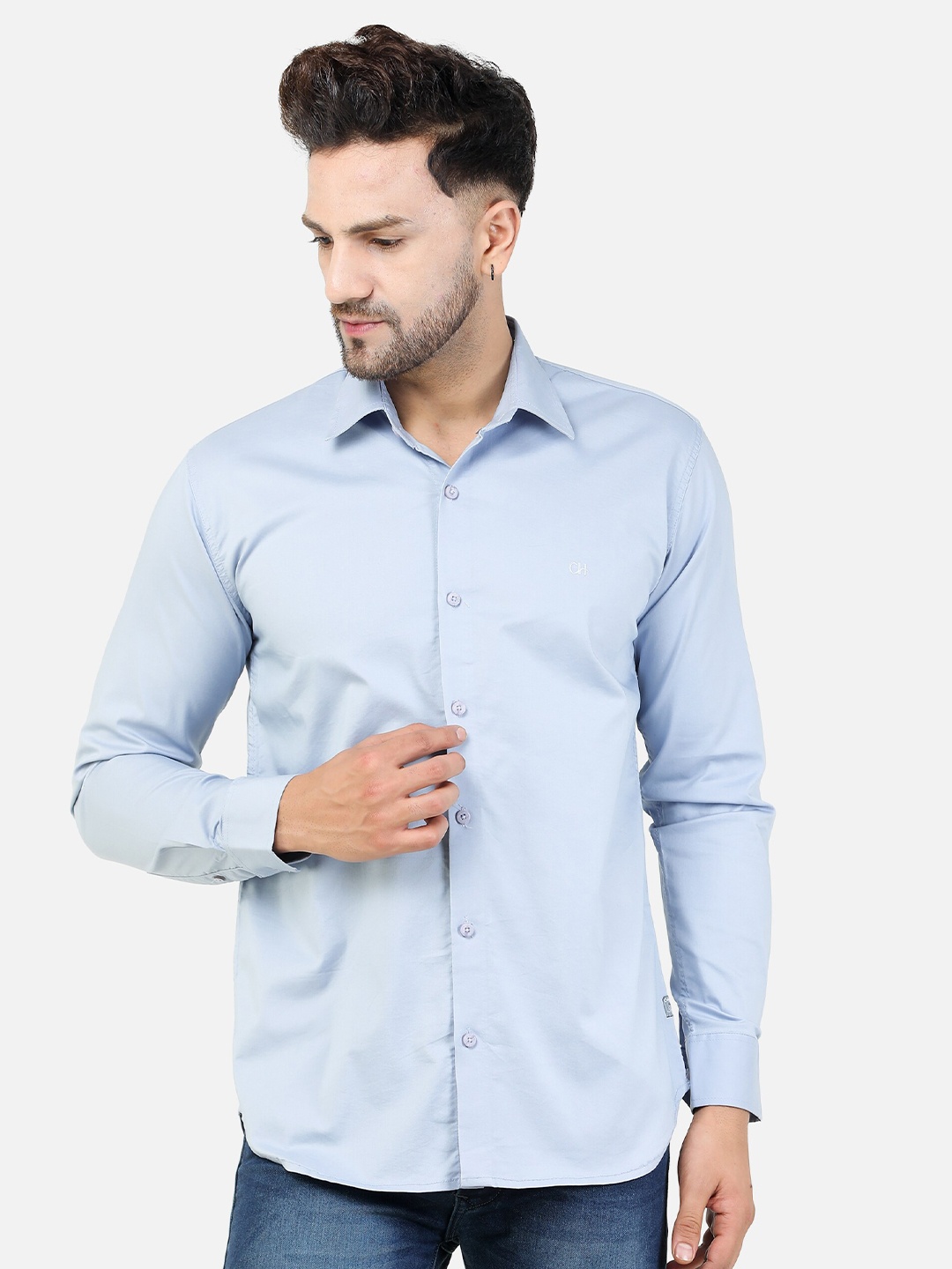 

COLVYNHARRIS JEANS Men Blue Slim Fit Cotton Casual Shirt
