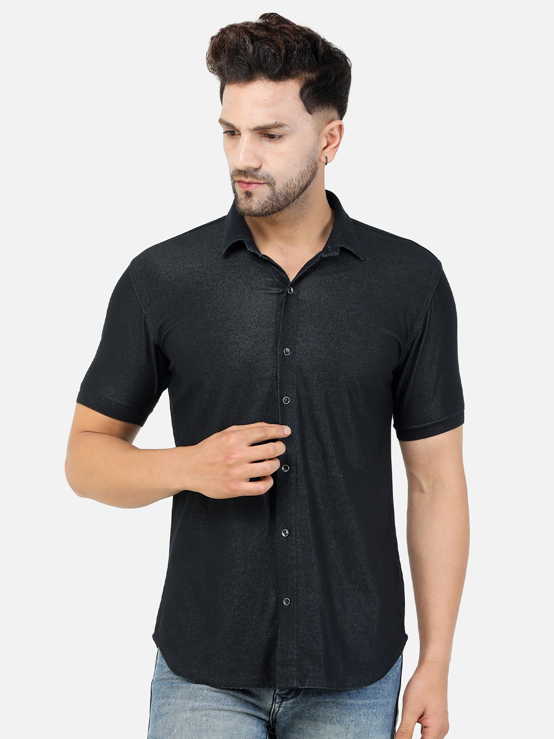 

COLVYNHARRIS JEANS Men Black Slim Fit Casual Shirt