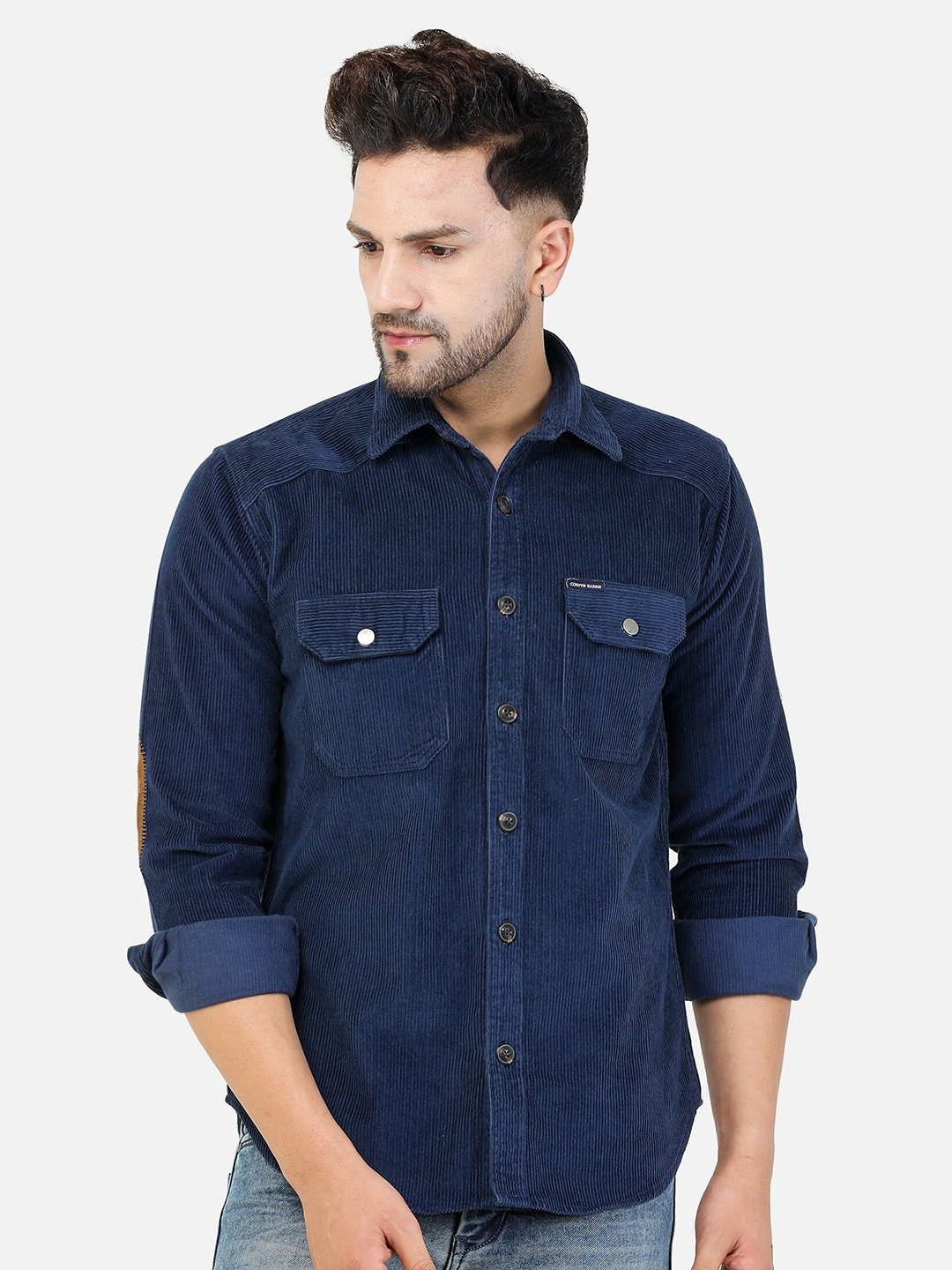 

COLVYNHARRIS JEANS Men Navy Blue Slim Fit Cotton Casual Shirt