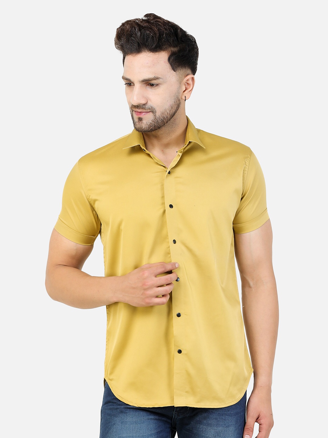 

COLVYNHARRIS JEANS Men Mustard Yellow Slim Fit Casual Shirt