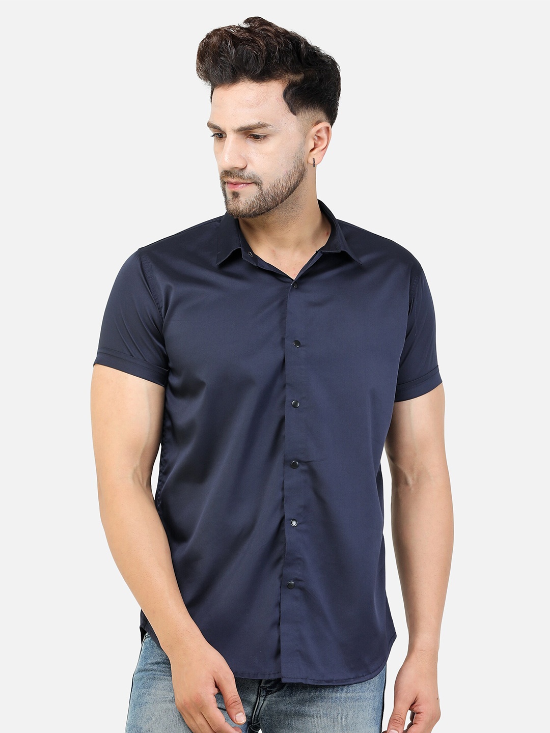 

COLVYNHARRIS JEANS Men Navy Blue Slim Fit Casual Shirt