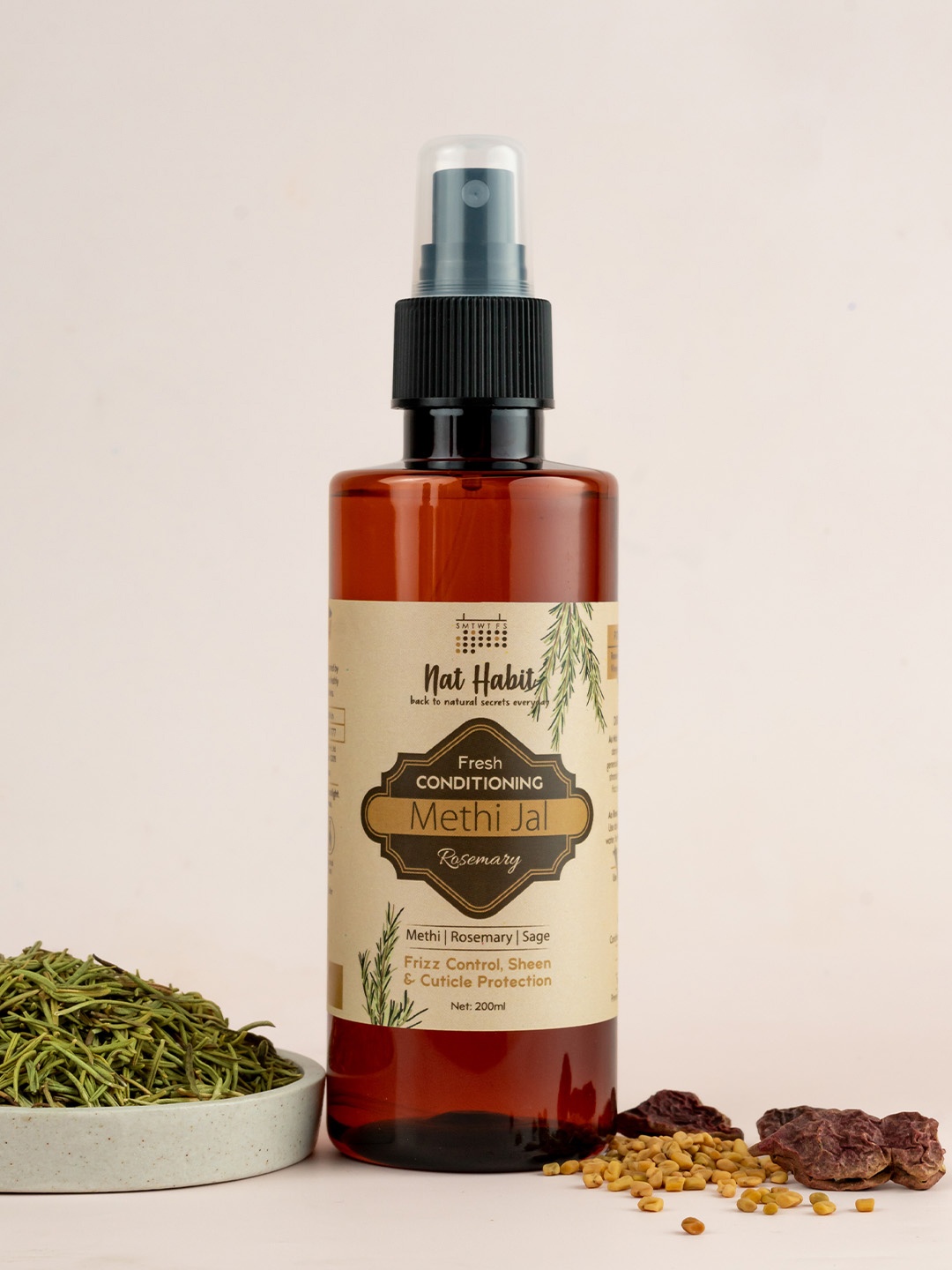 

Nat Habit Rosemary Methi Jal Hair Serum for Growth & Fall Control - 200ml, Brown