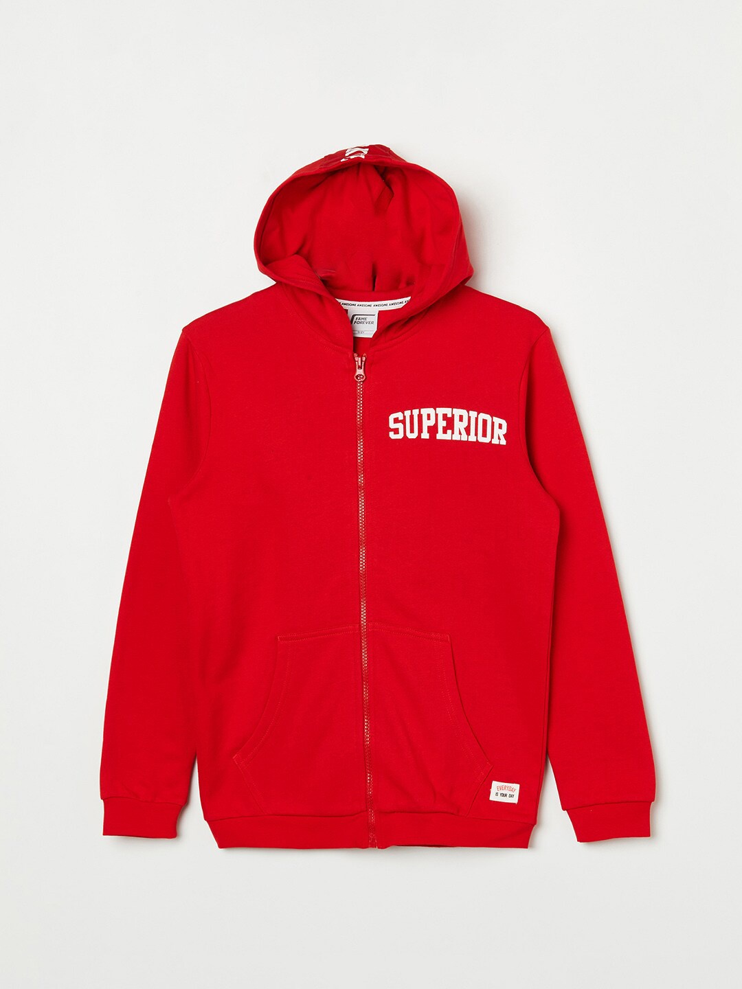 

Fame Forever by Lifestyle Boys Red Cotton Printed Hooded Sweatshirt