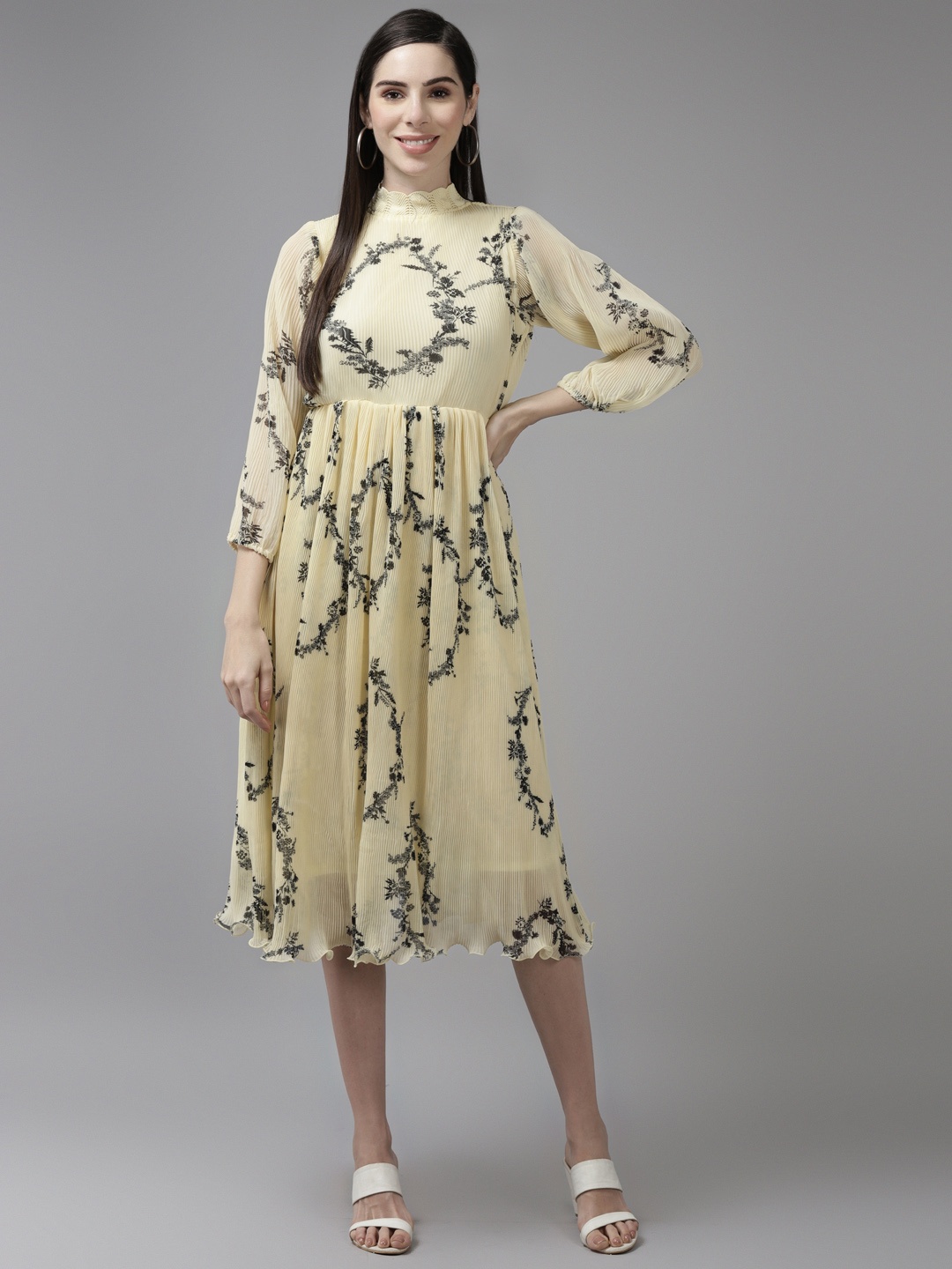 

Aarika Lime Green Georgette Midi Dress