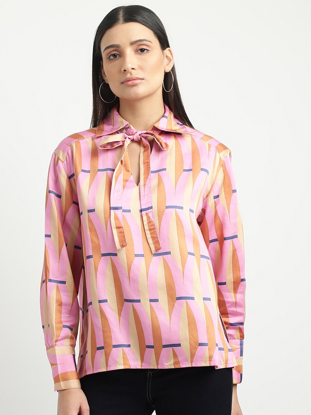 

United Colors of Benetton Women Pink Geometric Print Top