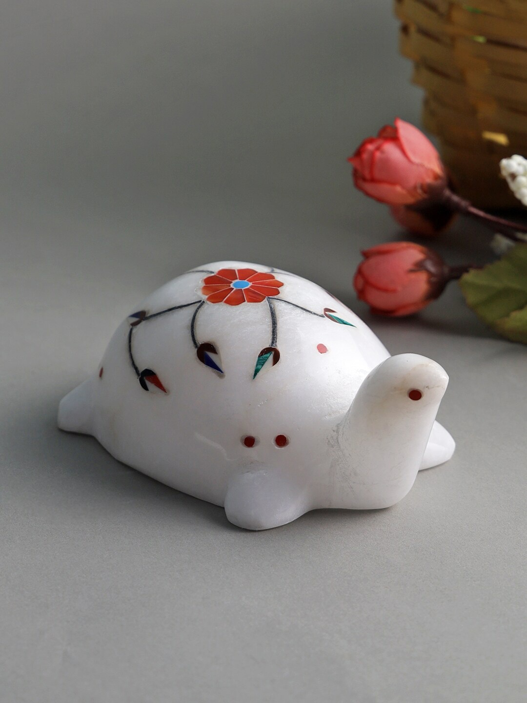 

Aapno Rajasthan White & Red Tortoise Marble Figurine Showpiece