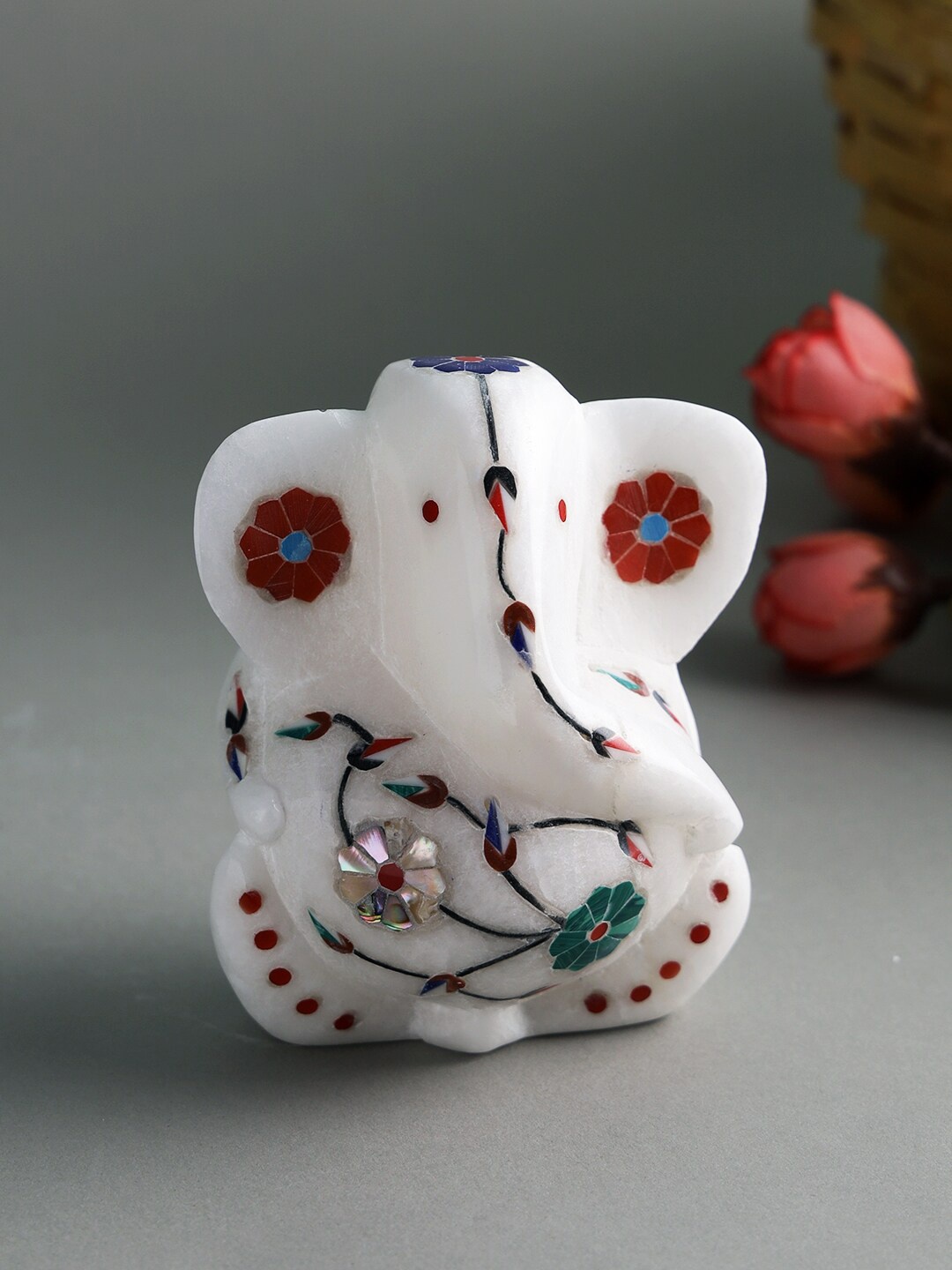 

Aapno Rajasthan White & Red Lord Ganesha Idol Marble Showpiece