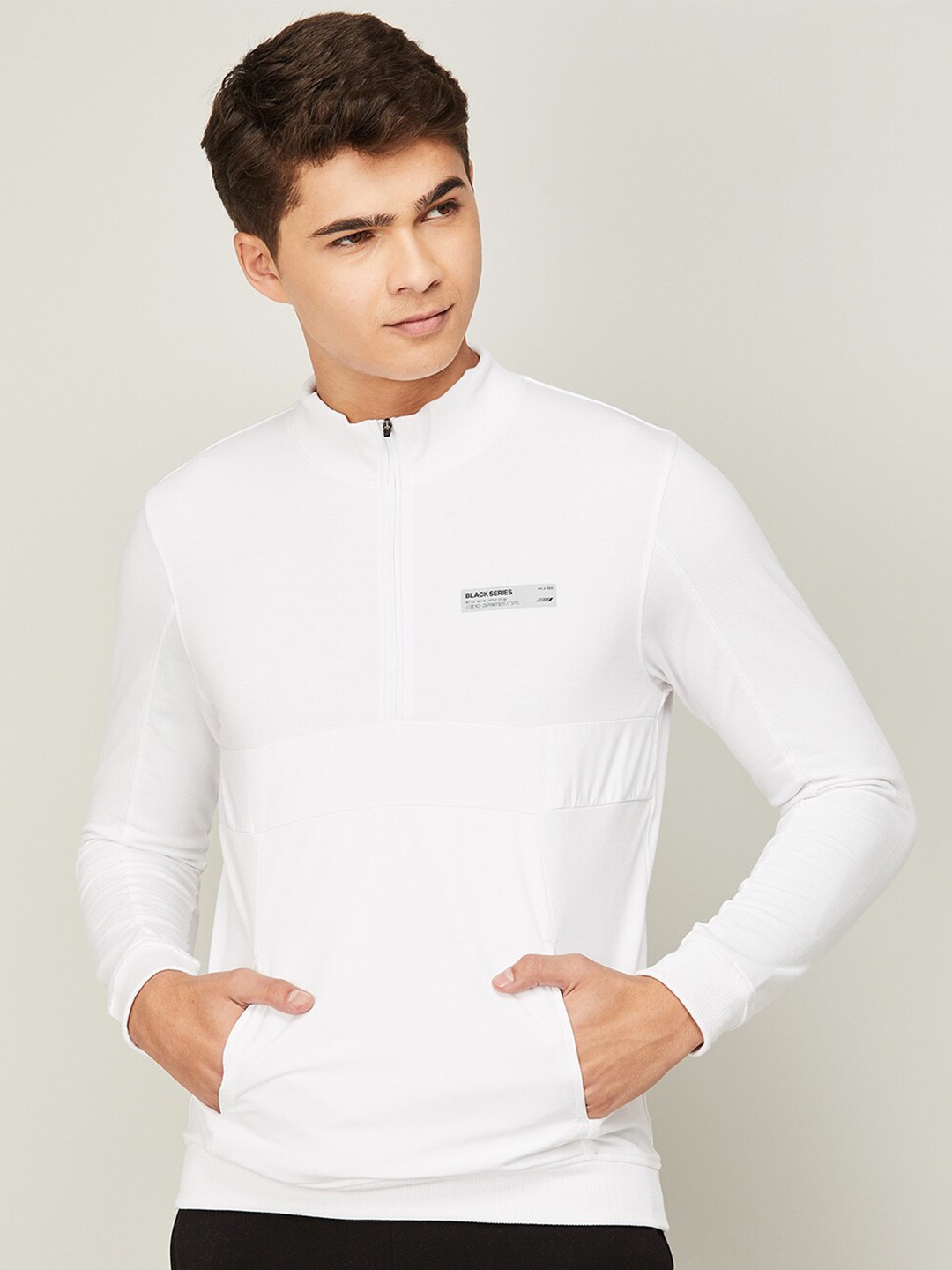 

Bossini Men White Solid Cotton Pullover Sweatshirt