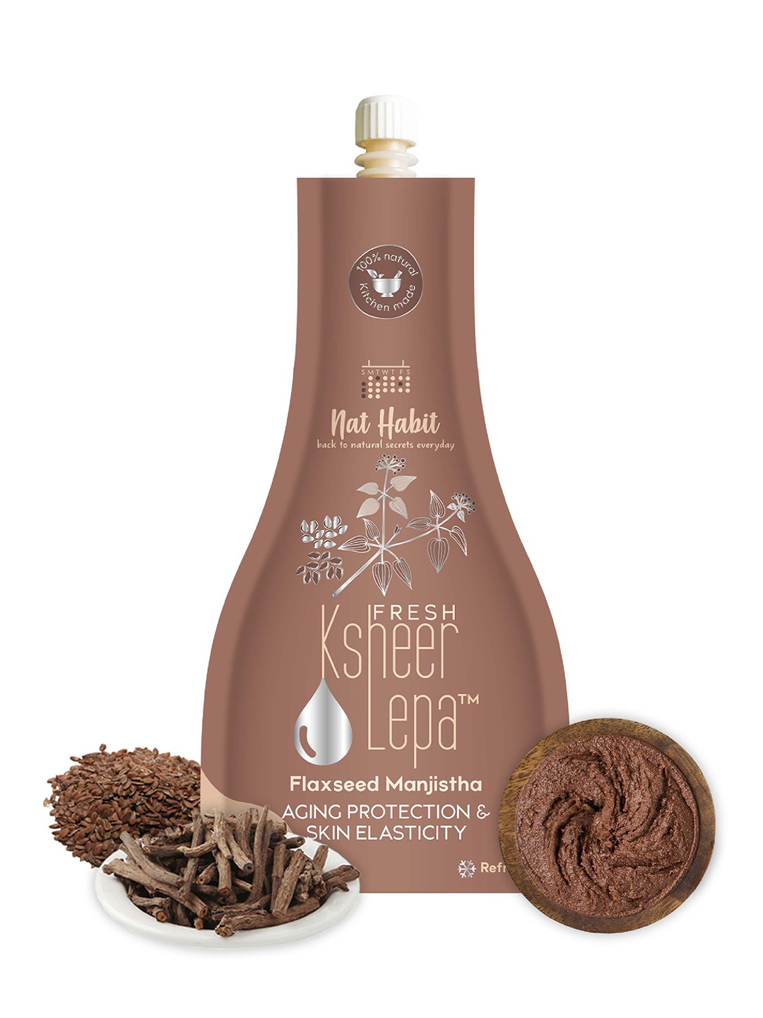 

Nat Habit Fresh Ksheer Lepa Flaxseed Manjistha Aging Skin Elasticity Face Mask 40gm, Brown