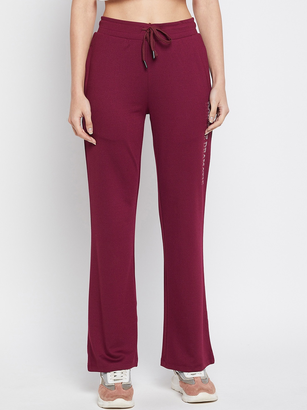 

MADAME M SECRET Women Burgundy Solid Cotton Track Pants