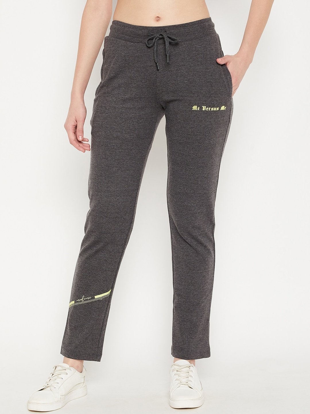 

MADAME M SECRET Women Charcoal Solid Cotton Track Pants
