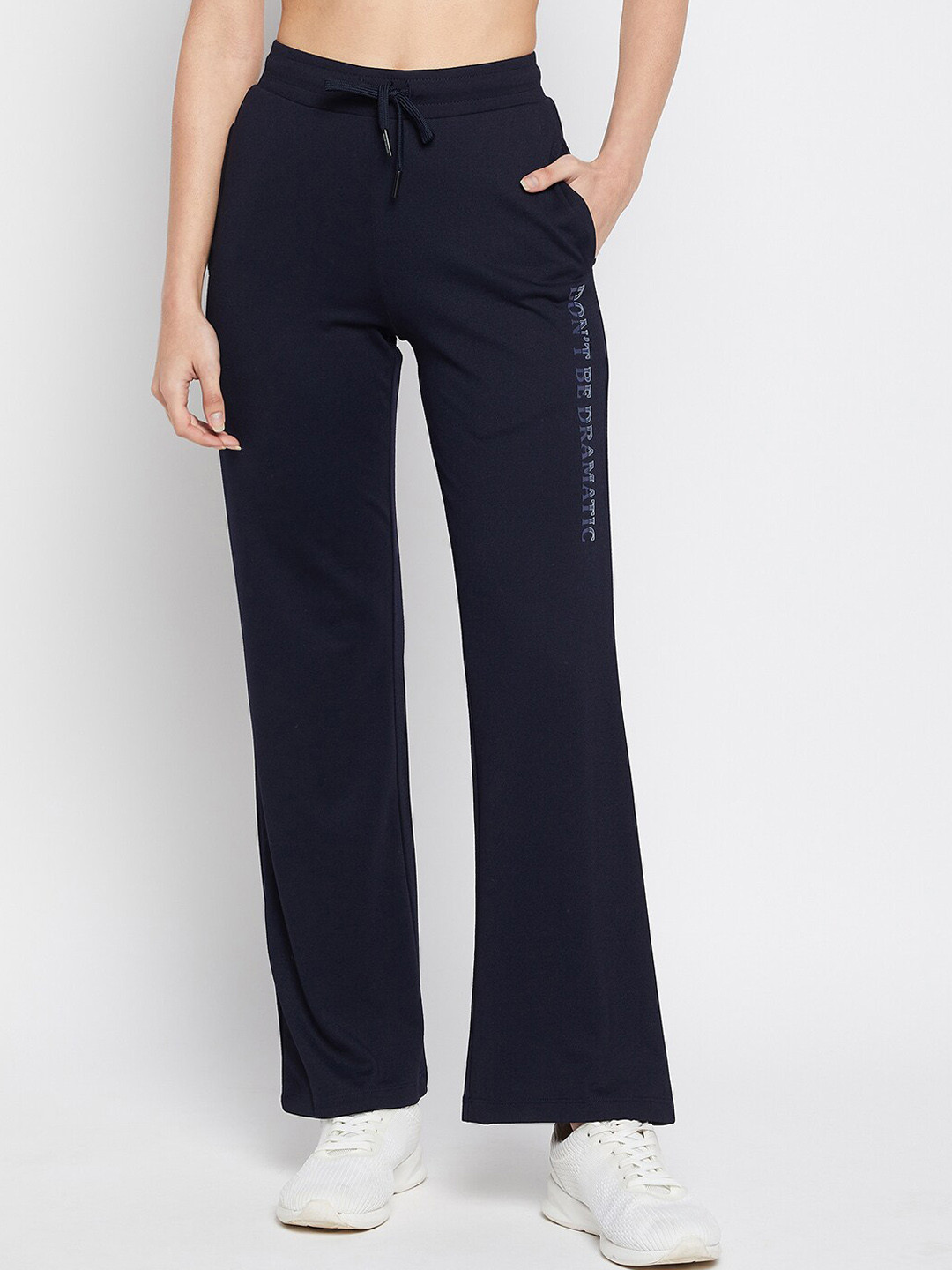 

MADAME M SECRET Women Navy Blue Typography Printed Cotton Track Pants
