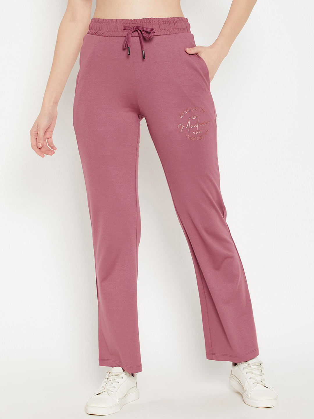 

MADAME M SECRET Women Pink Solid Bootcut Fit Cotton Track Pants