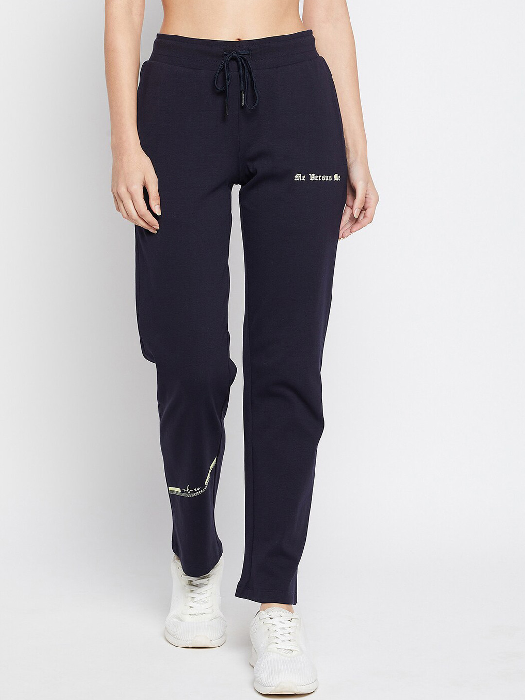 

MADAME M SECRET Women Navy Blue Solid Cotton Track Pants