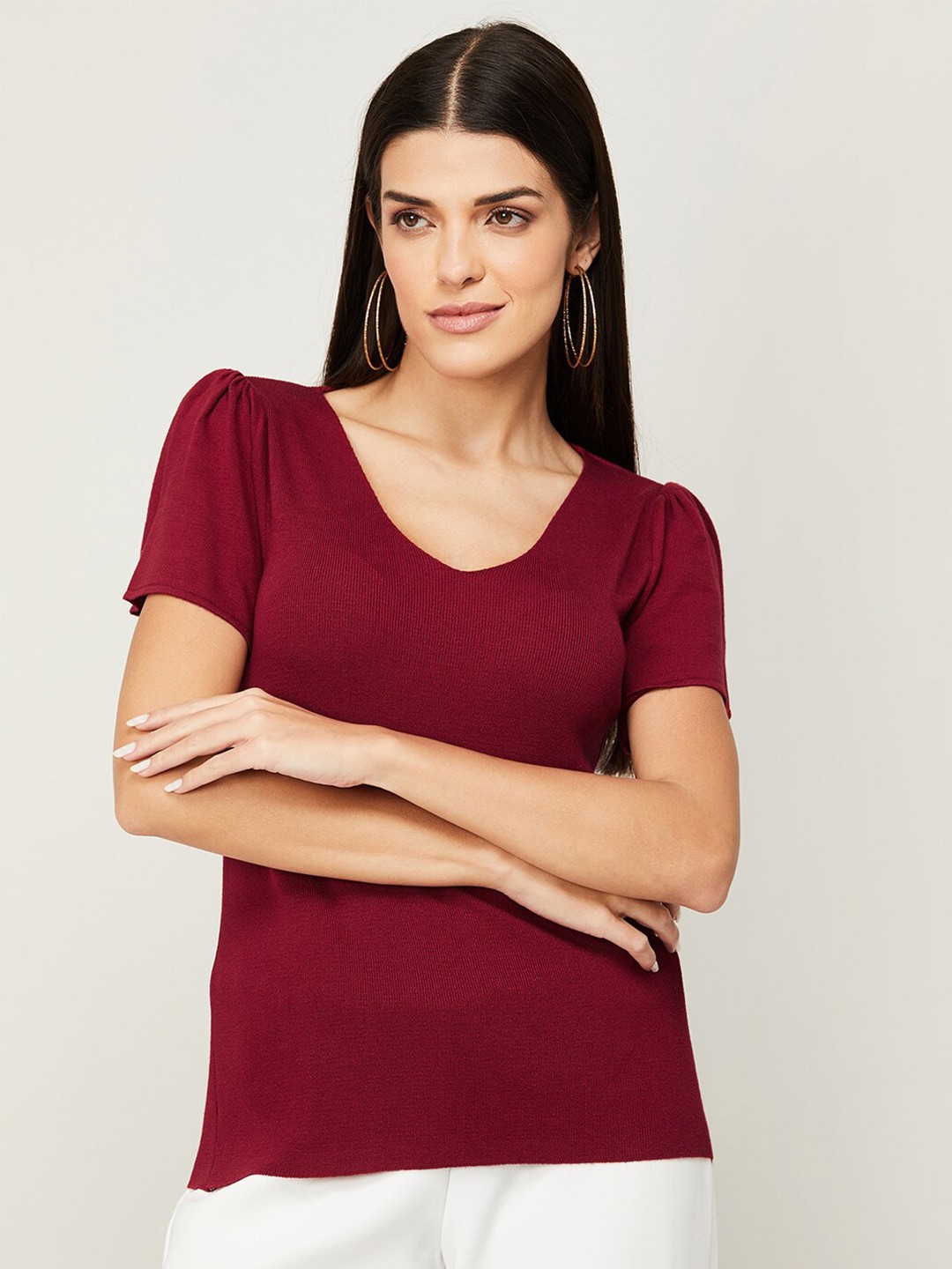 

CODE by Lifestyle Maroon Solid Top