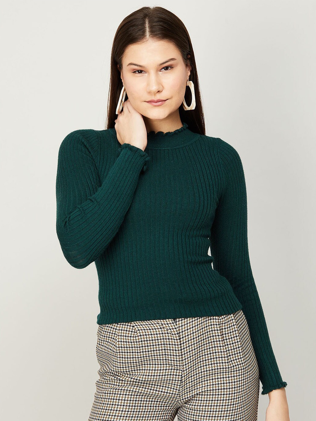 

CODE by Lifestyle Women Teal High Neck Top