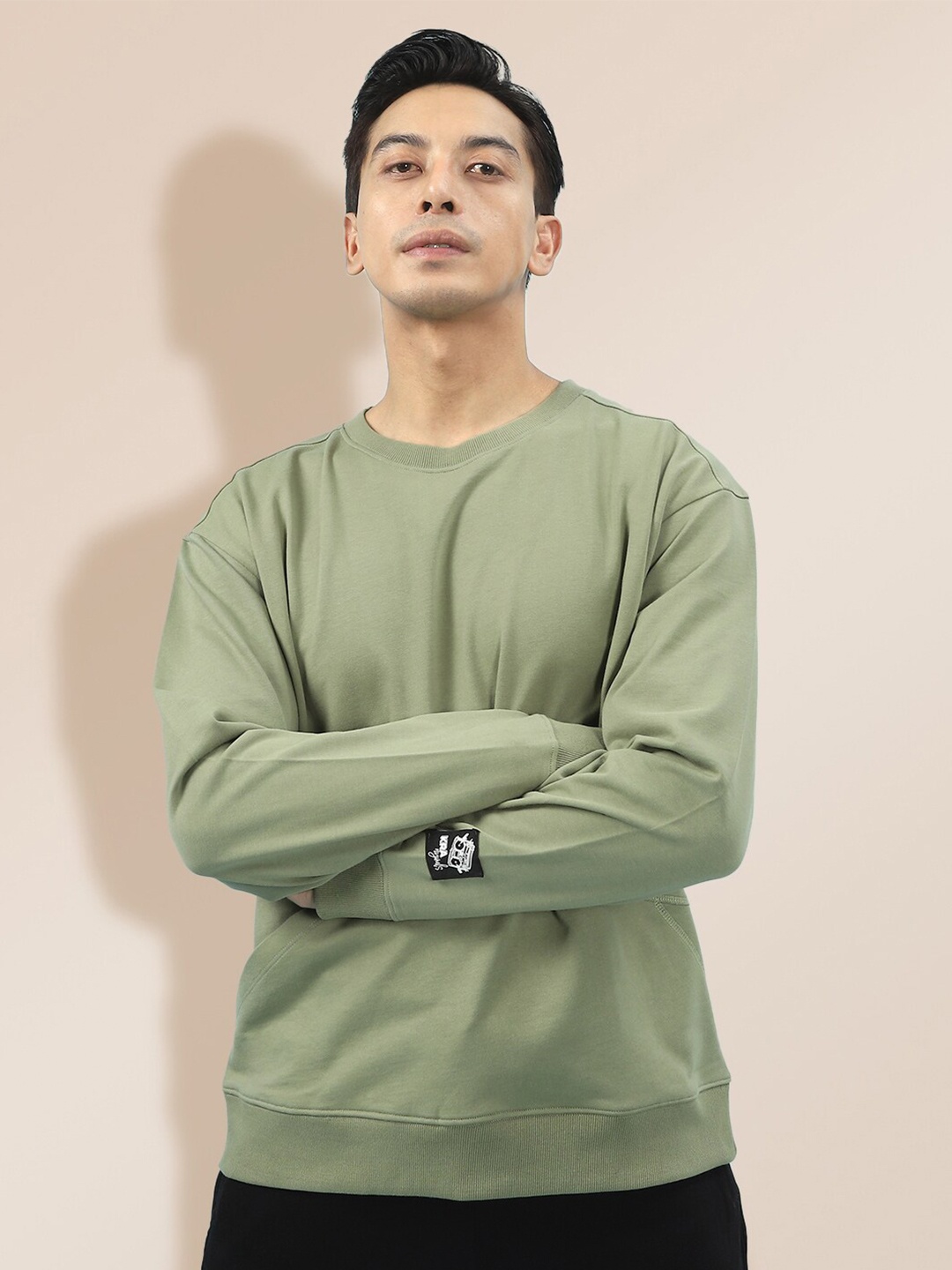 

KRA Men Olive Green Pure Cotton Sweatshirt
