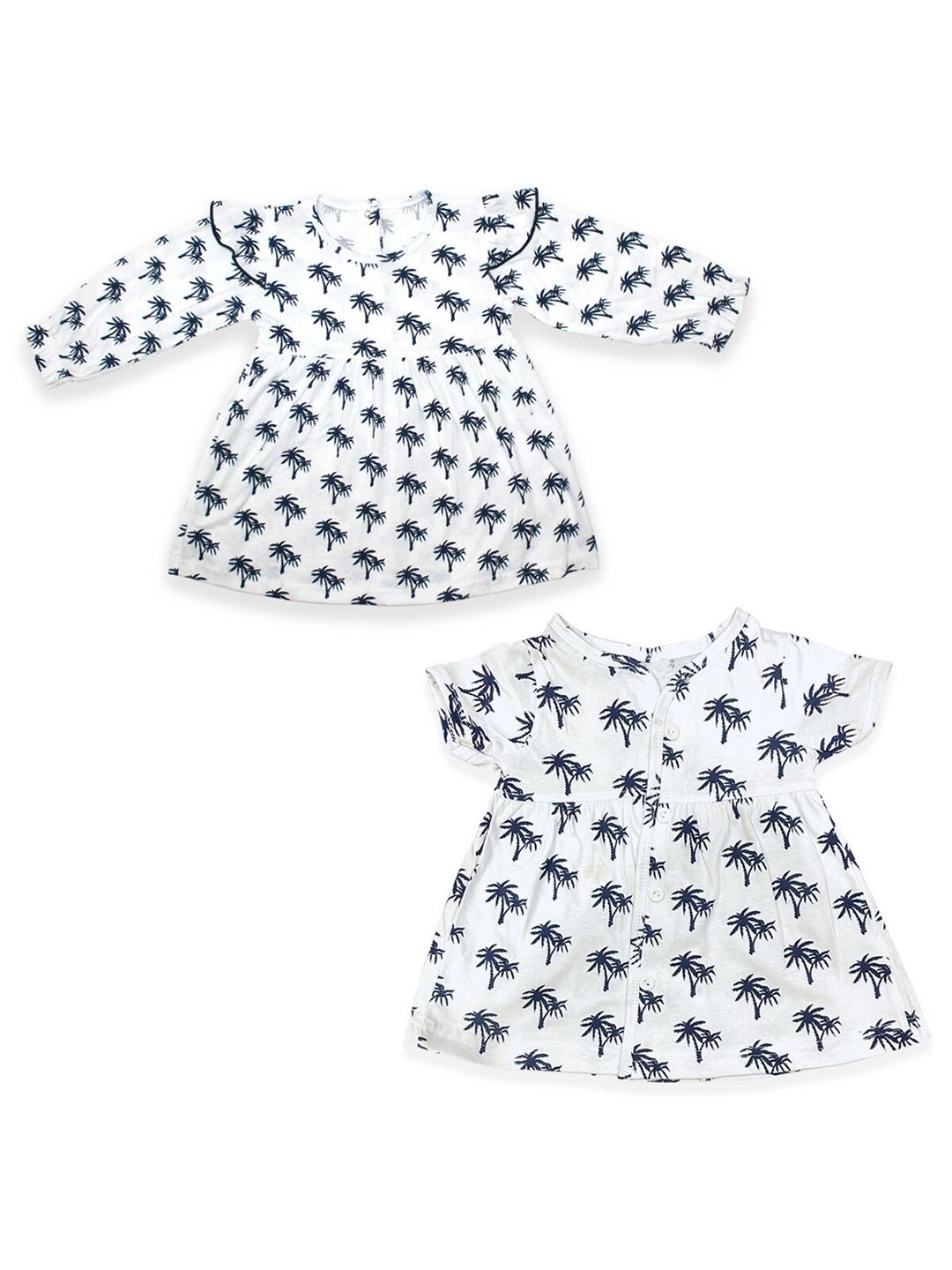 

Born Babies Girls Pack Of 2 Blue & White Cotton Dress