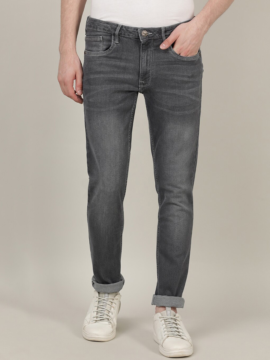 

Crocodile Men Grey Solid Smart Slim Fit Light Fade Stretchable Jeans