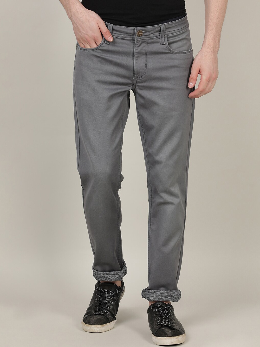 

Crocodile Men Grey Solid Smart Slim Fit Stretchable Jeans