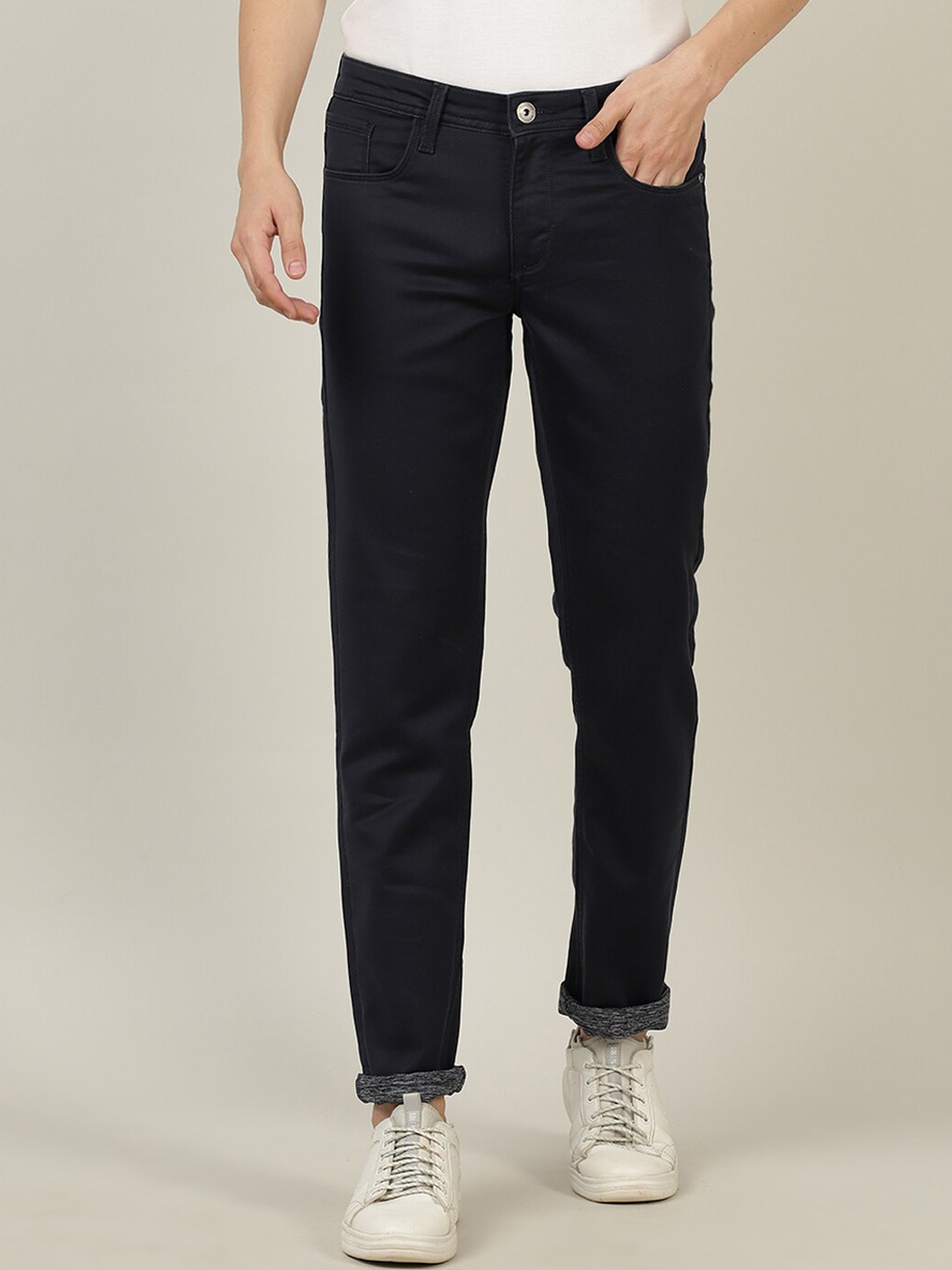 

Crocodile Men Navy Blue Solid Smart Slim Fit Stretchable Jeans