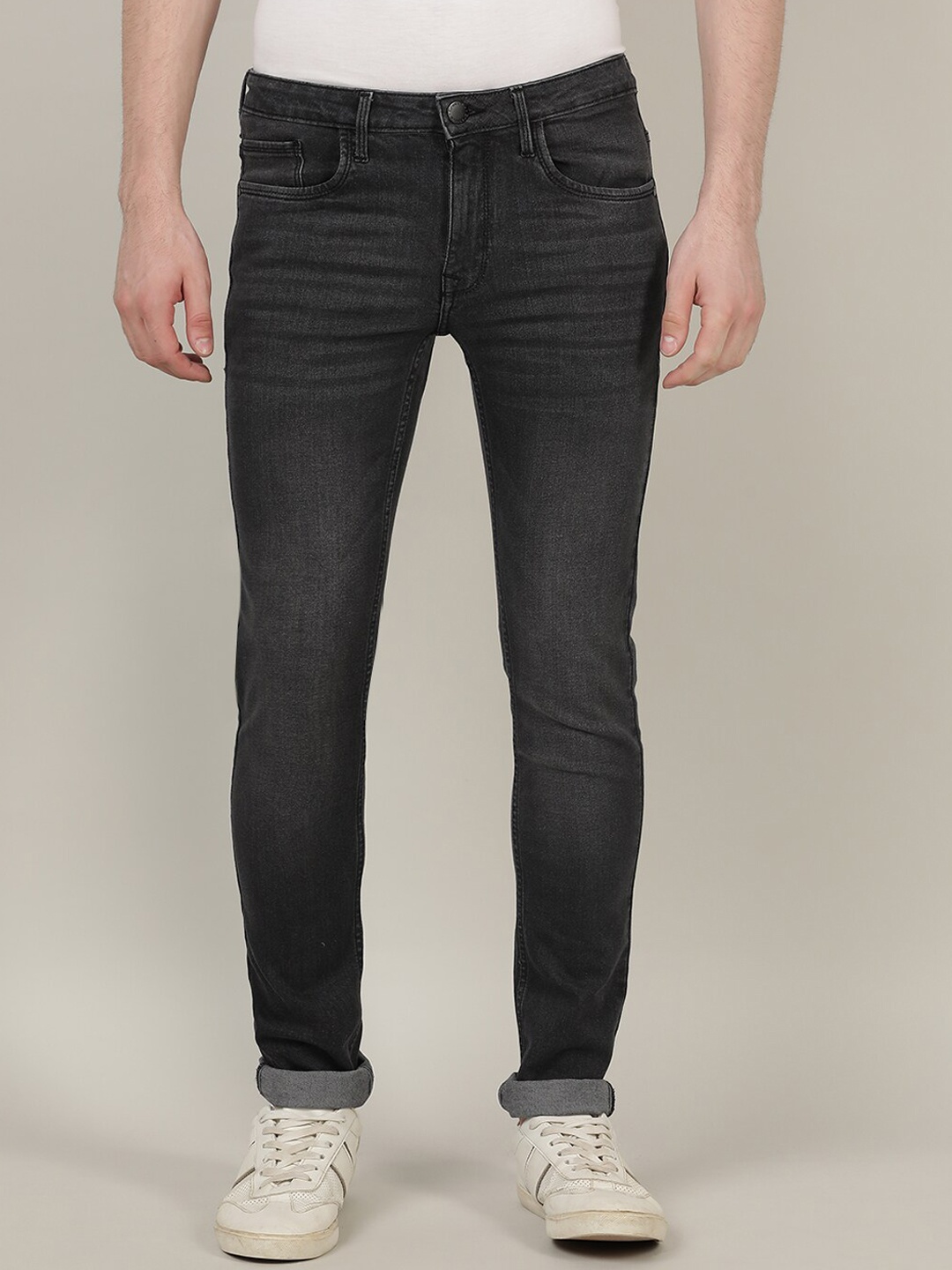 

Crocodile Men Grey Solid Smart Slim Fit Stretchable Jeans