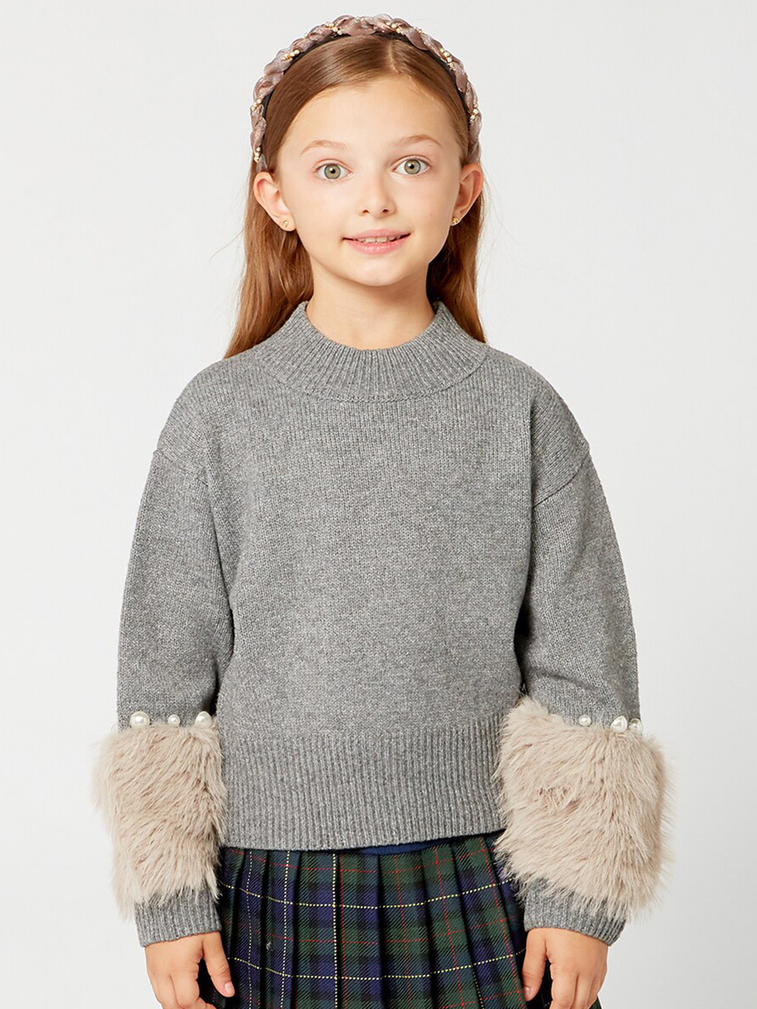

One Friday Girls Grey & Cream-Coloured Pullover