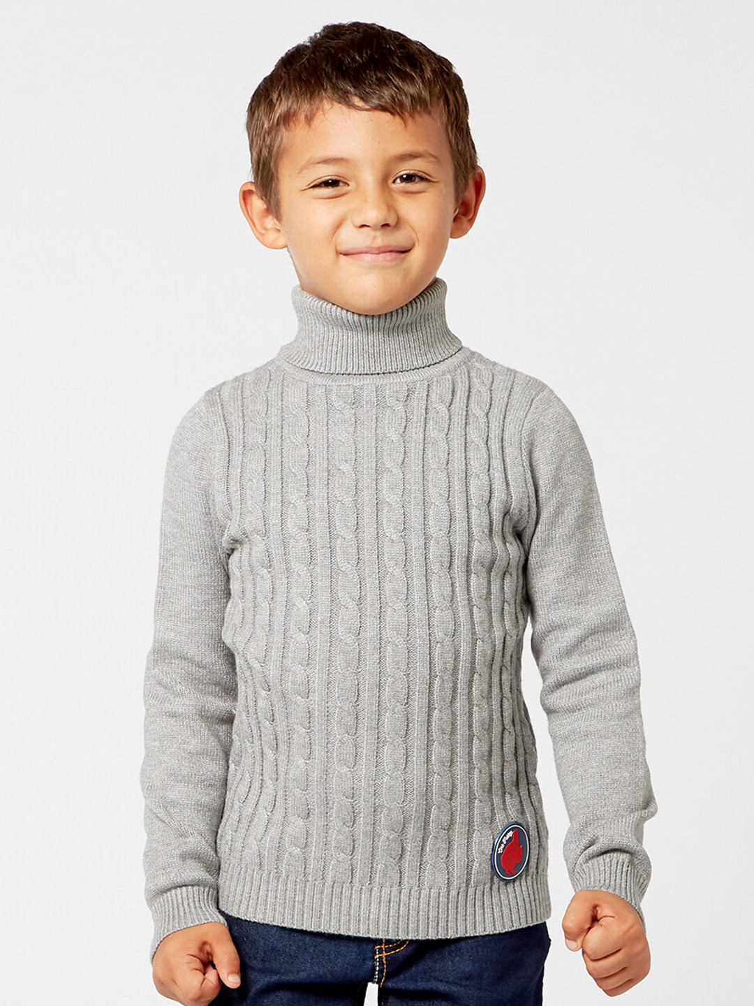 

One Friday Boys Grey Cable Knit Pullover