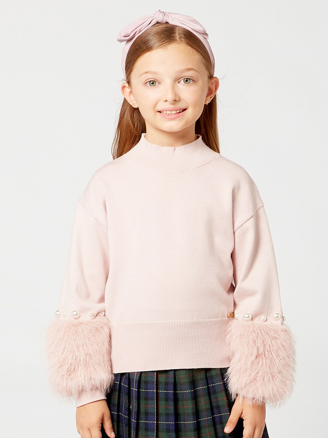 

One Friday Girls Pink Ribbed Pullover