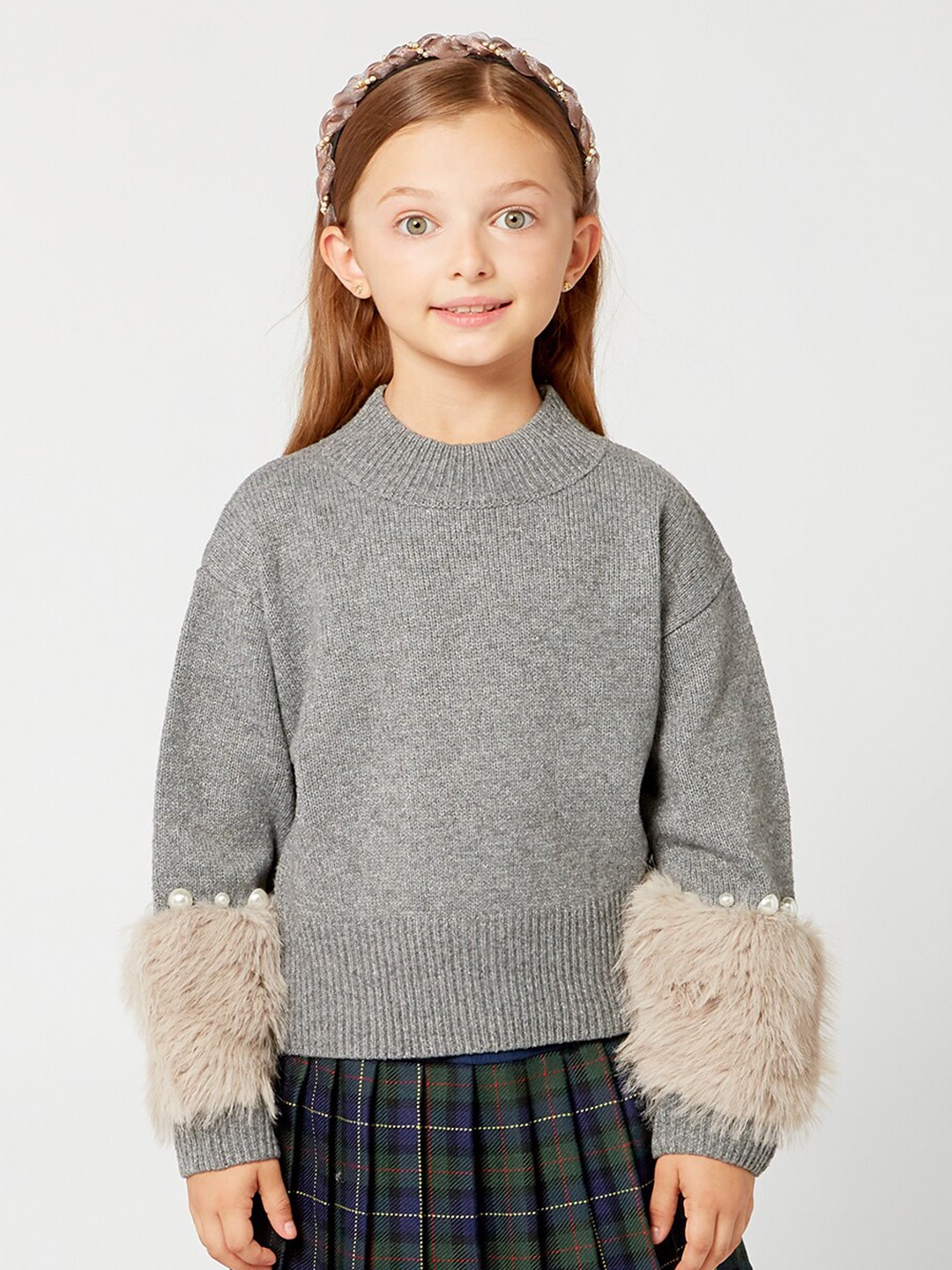 

One Friday Girls Grey & Cream-Coloured Pullover