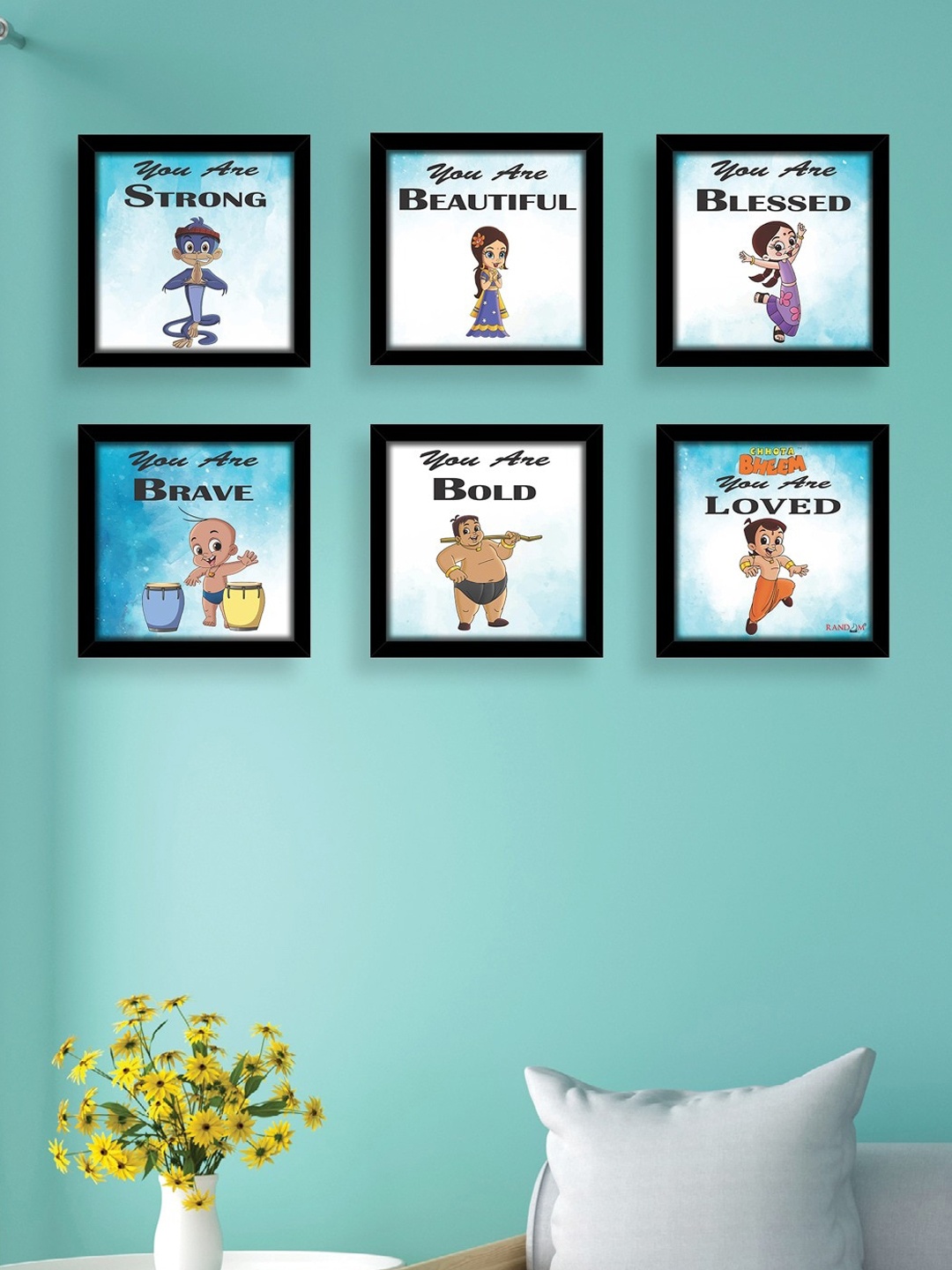 

RANDOM Set Of 6 Chota Bheem Motivational Quotes Wall Art, Blue