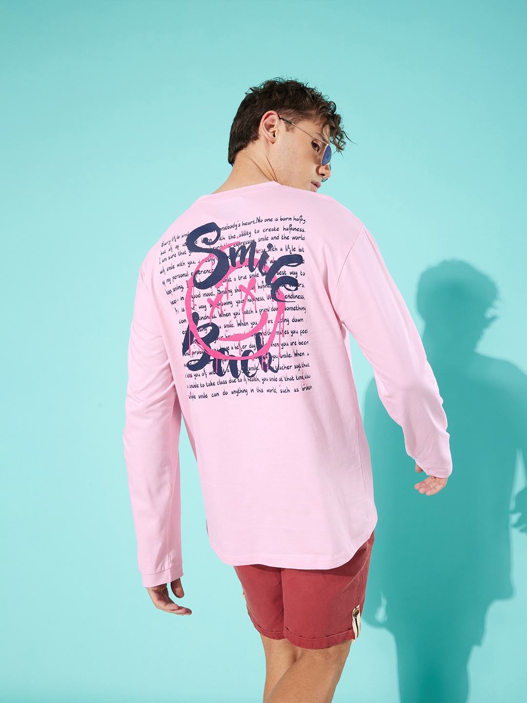 

Difference of Opinion Men Pink Printed Pure Cotton Oversized T-shirt