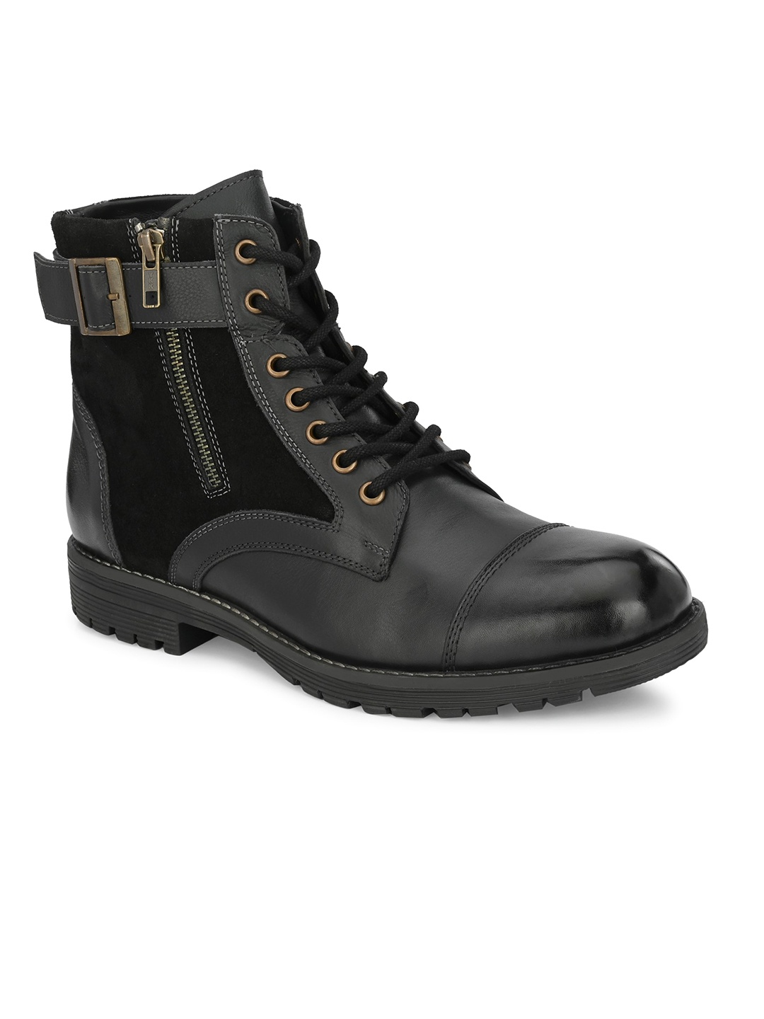 

Harrytech London Men Black Solid Leather Casual Boots