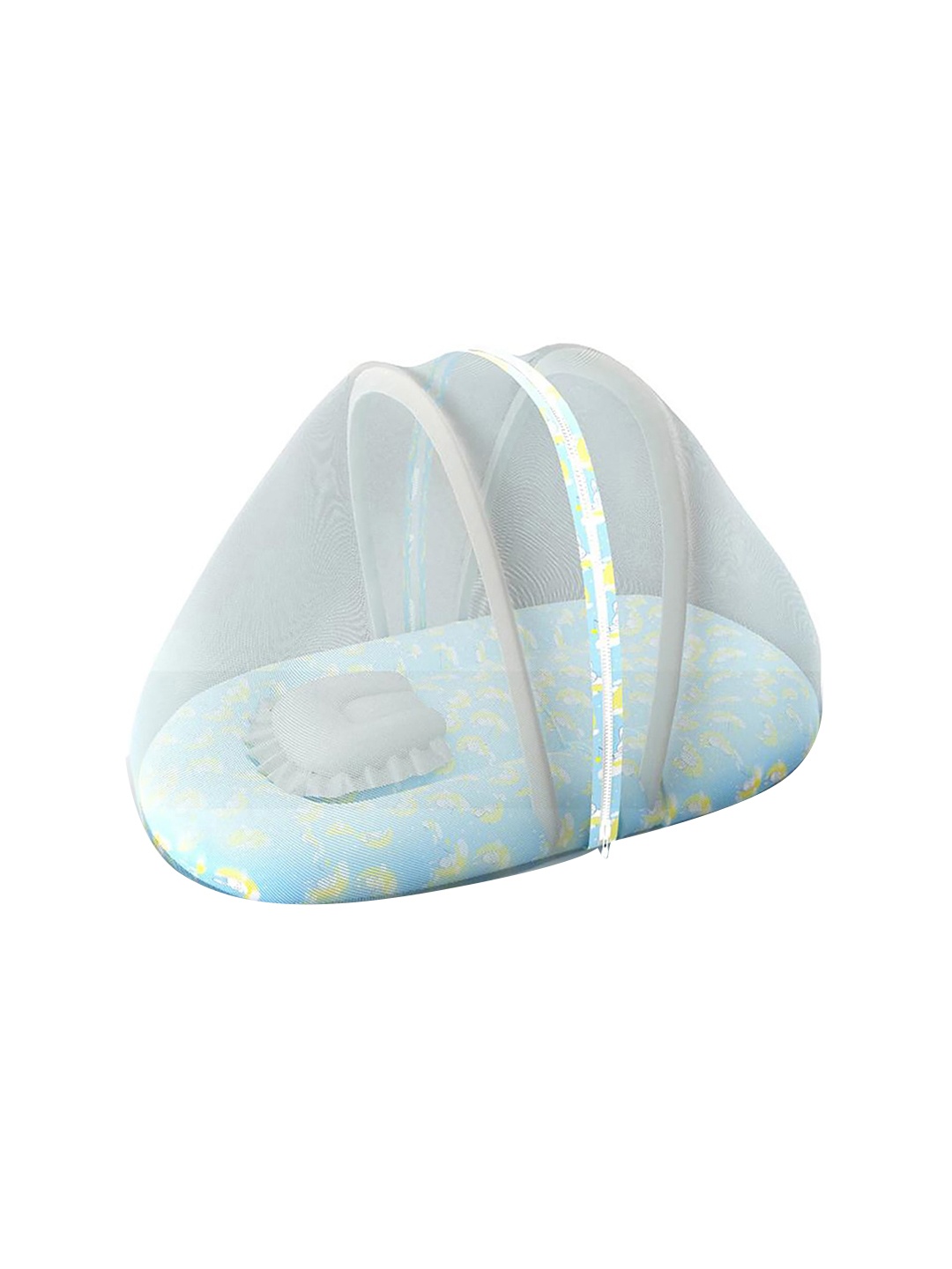

Fancy Fluff Kids Grey Printed Organic Cotton Baby Bed With Mosquito Net Set