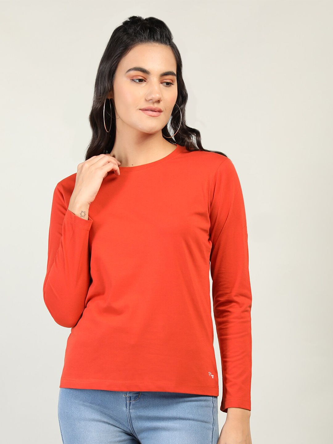 

Plagg Women Rust Cotton T-shirt