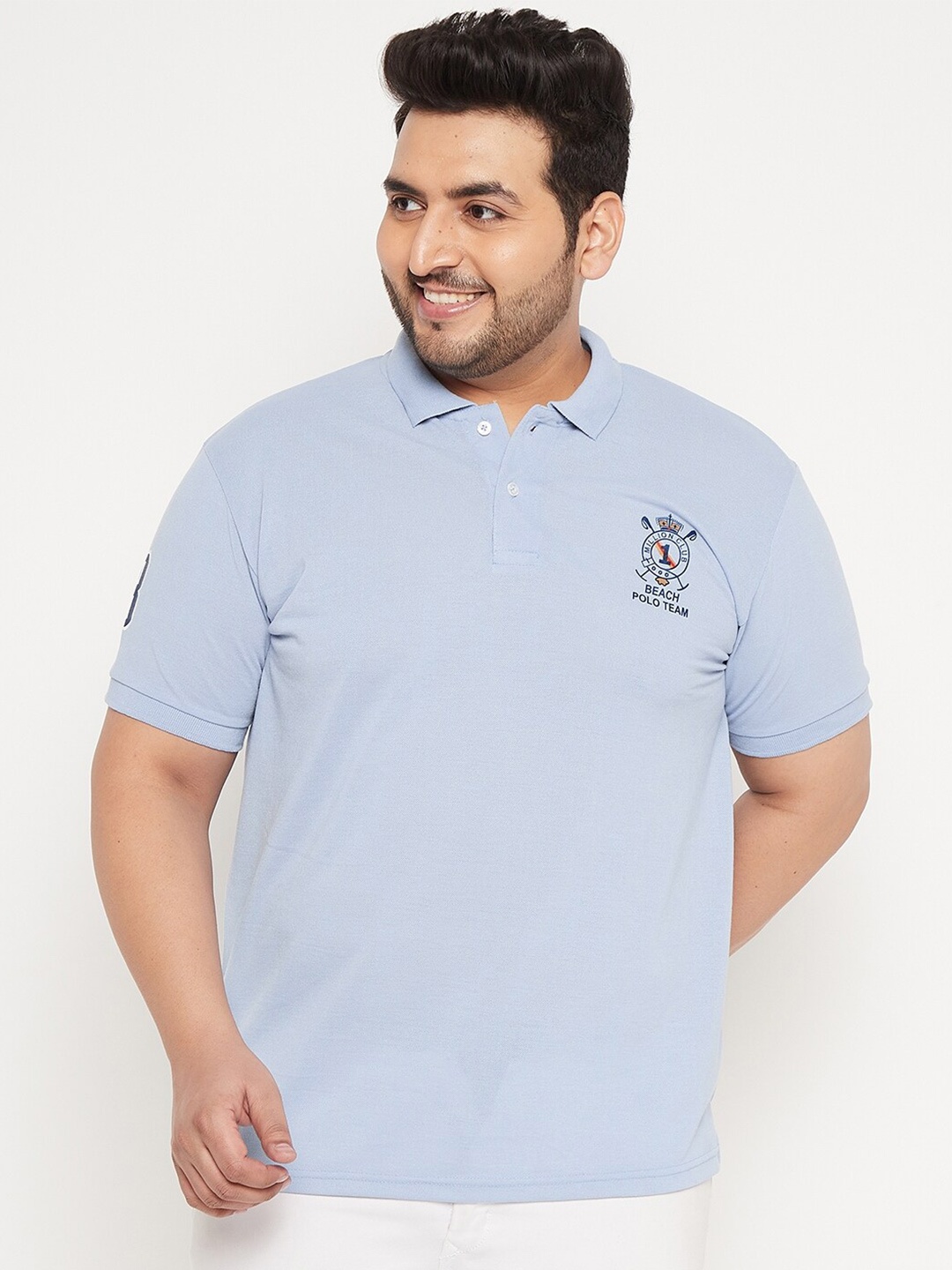 

THE MILLION CLUB Men Blue Polo Collar T-shirt