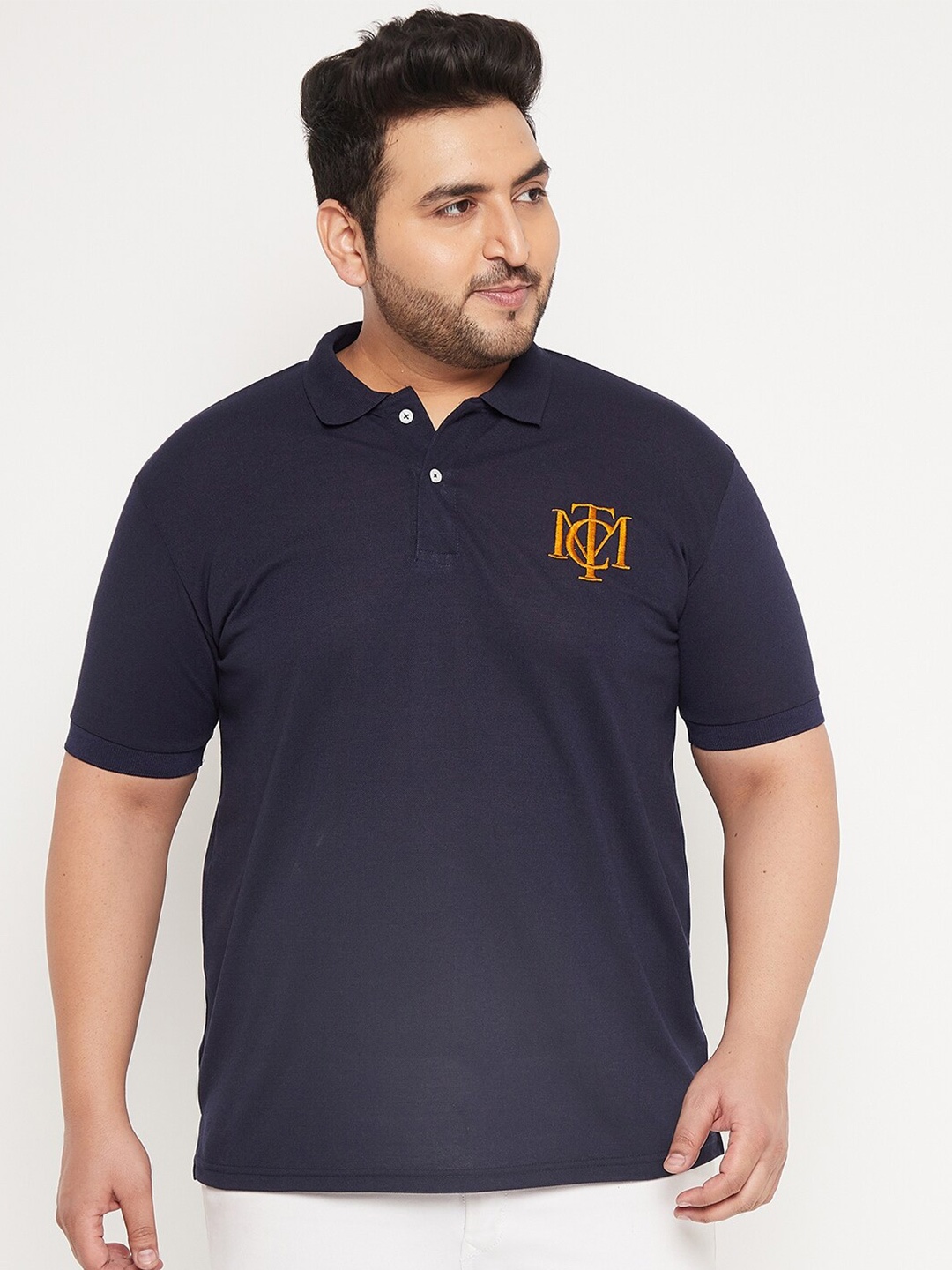 

THE MILLION CLUB Men Navy Blue Polo Collar T-shirt