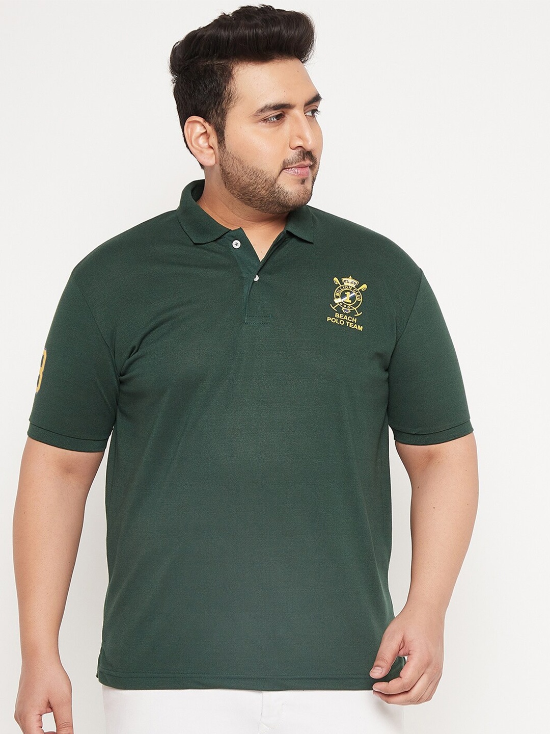 

THE MILLION CLUB Men Green Polo Collar T-shirt
