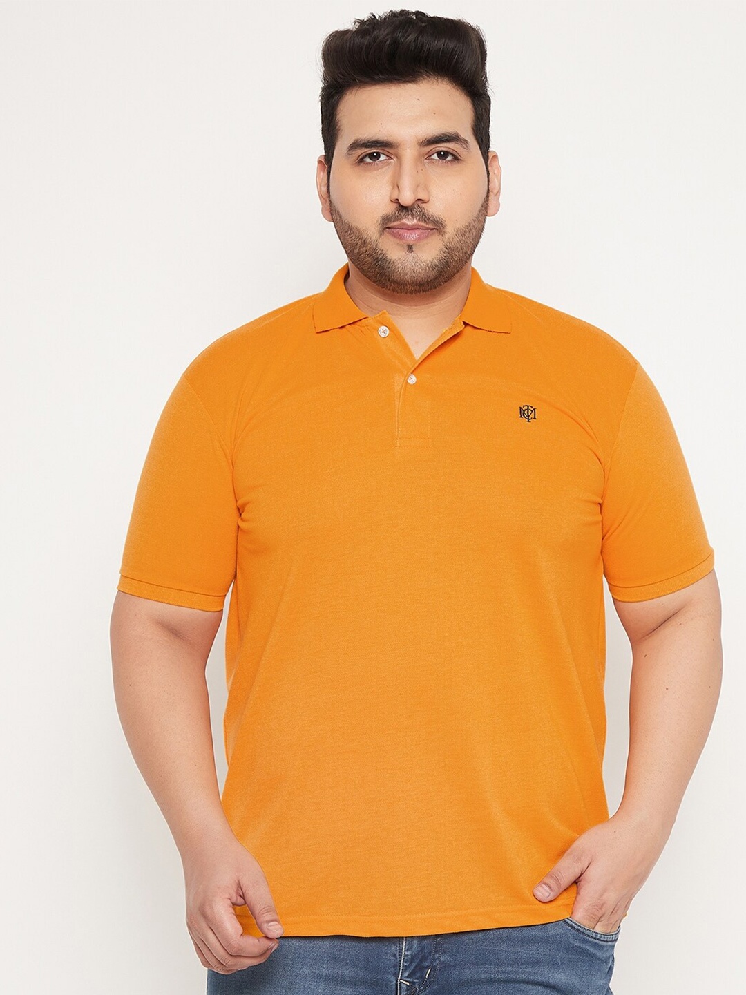 

THE MILLION CLUB Men Mustard Yellow V-Neck Raw Edge T-shirt