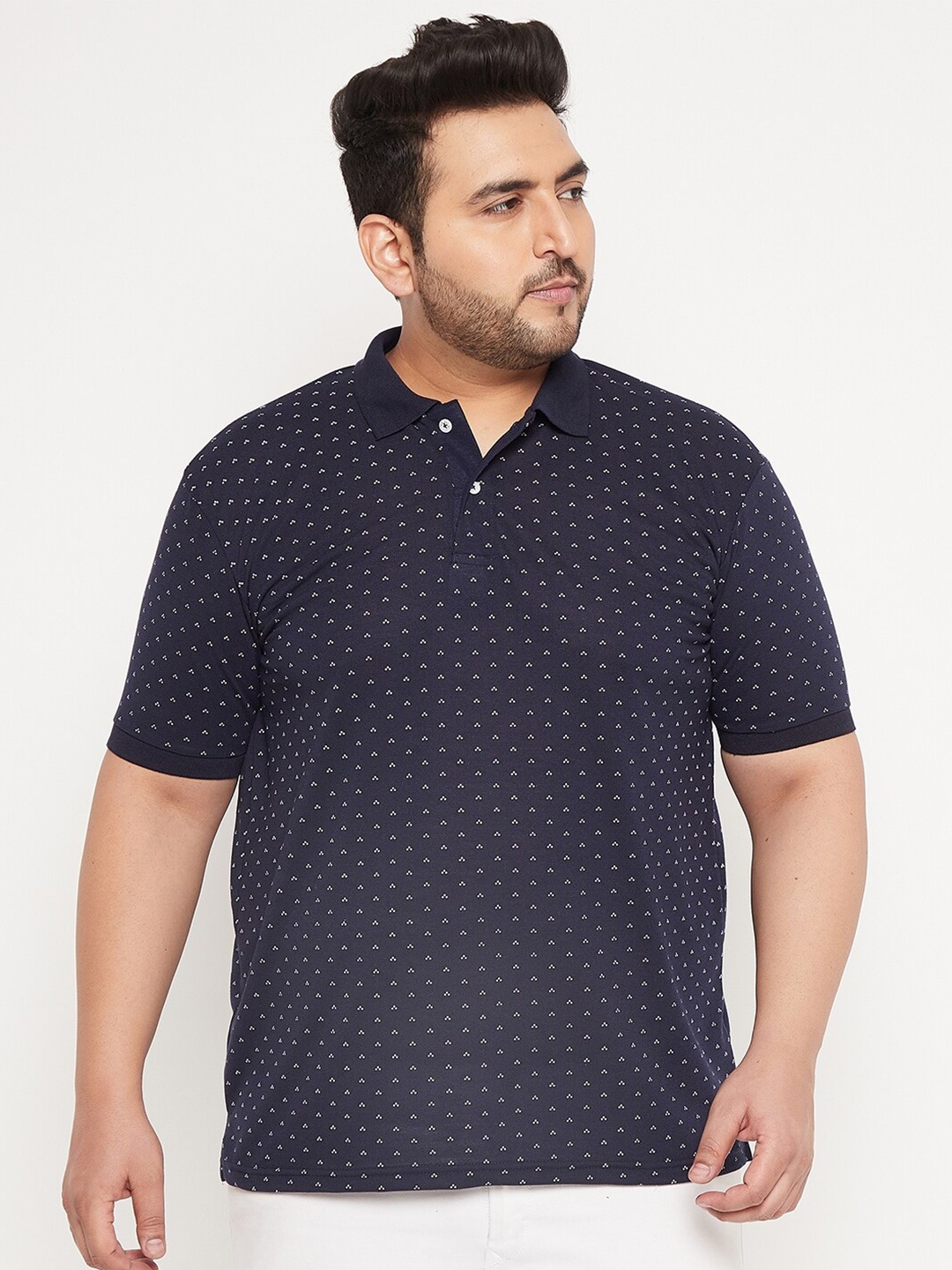 

THE MILLION CLUB Men Navy Blue Printed Polo Collar T-shirt