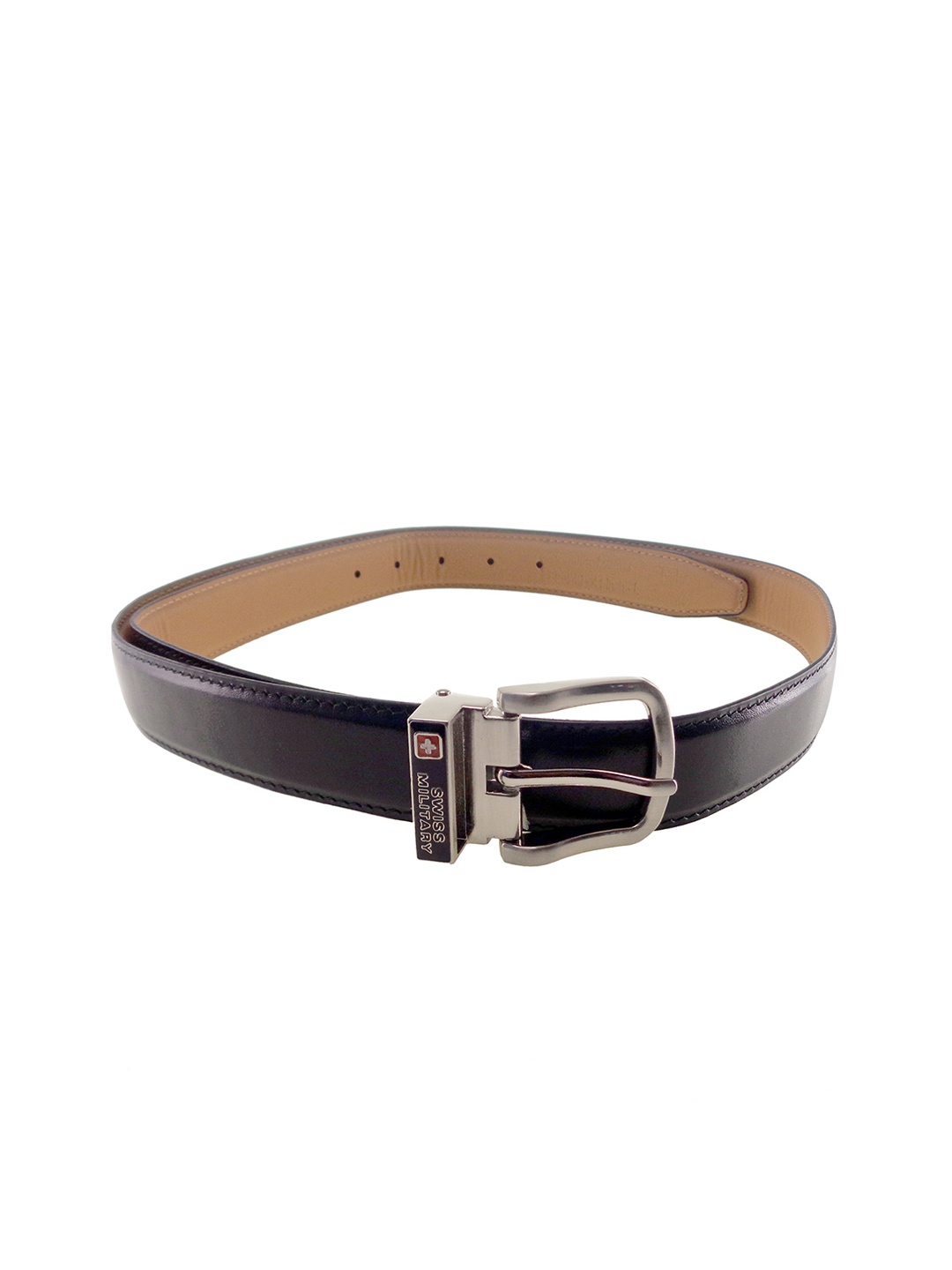 

SWISS MILITARY Men Black Solid Leather Belt