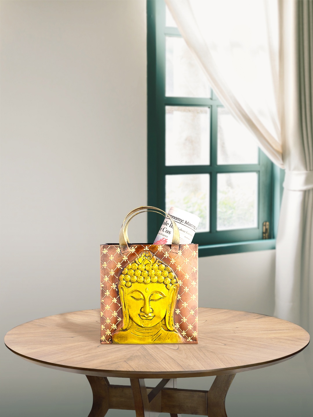 

Golden Peacock Gold-Toned Buddha Embossed Handcrafted Wrought Iron Multi-Utility Organiser