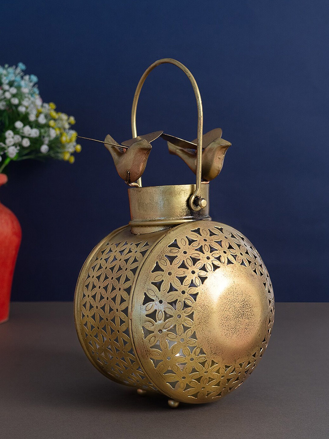 

Golden Peacock Gold-Toned Textured Antique T-Light Candle Holder