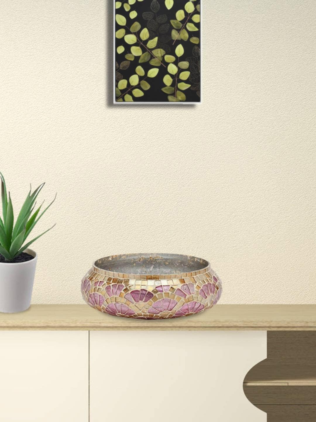 

Athome by Nilkamal Pink & Gold-Toned Mosaic Decorative Bowls