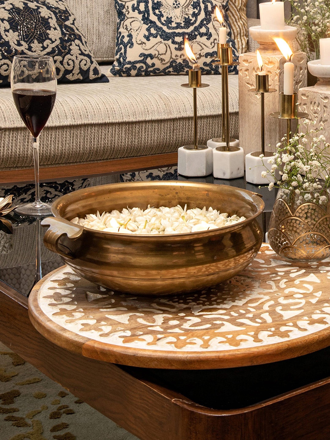 

Amoliconcepts Gold-Toned Solid Urli Pooja Essentials