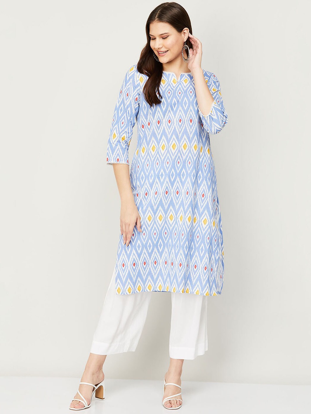 

Melange by Lifestyle Women Blue Geometric Printed Kurta