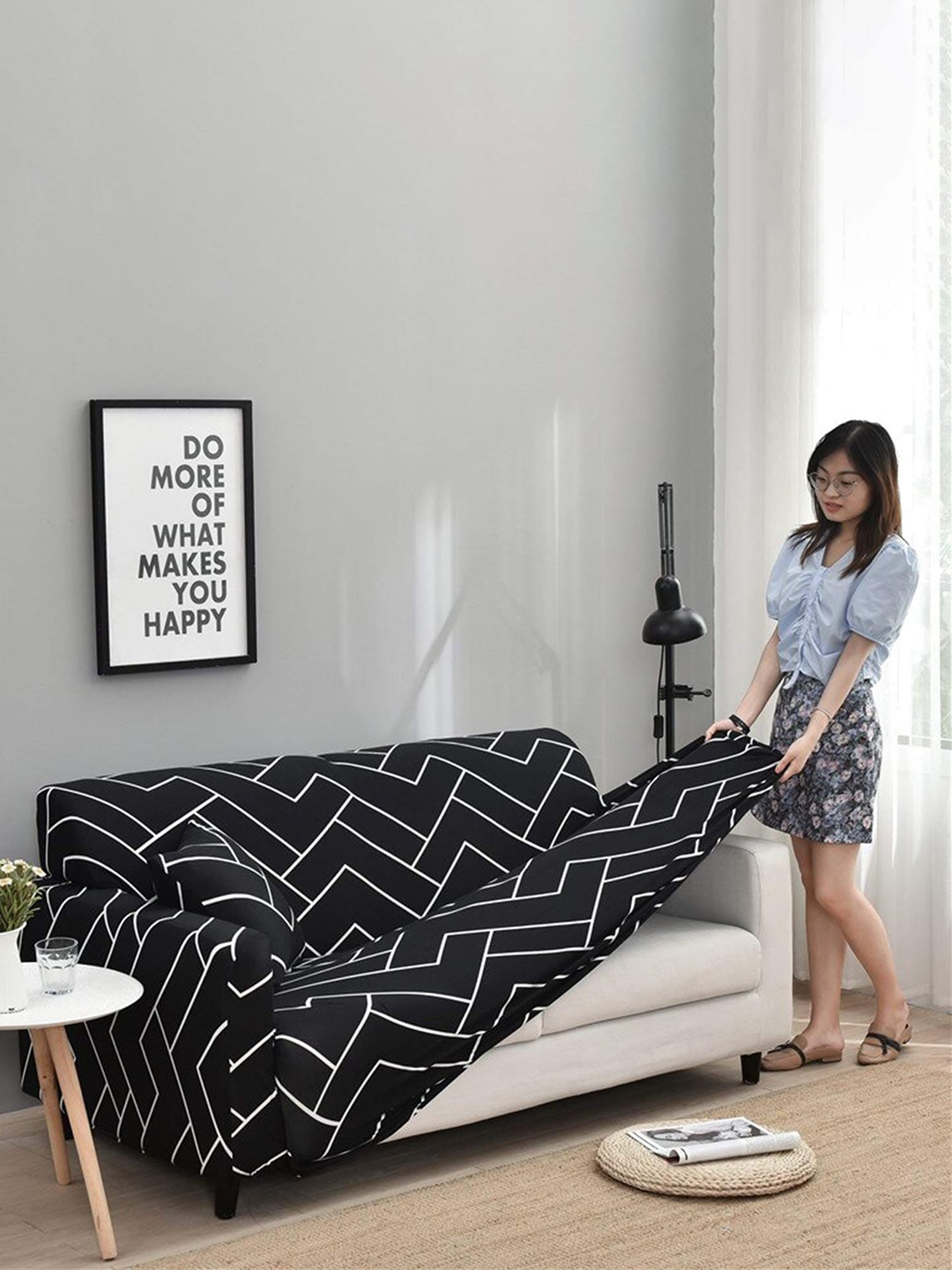 

HOUSE OF QUIRK 3 Seater Black & White Printed Sofa Covers